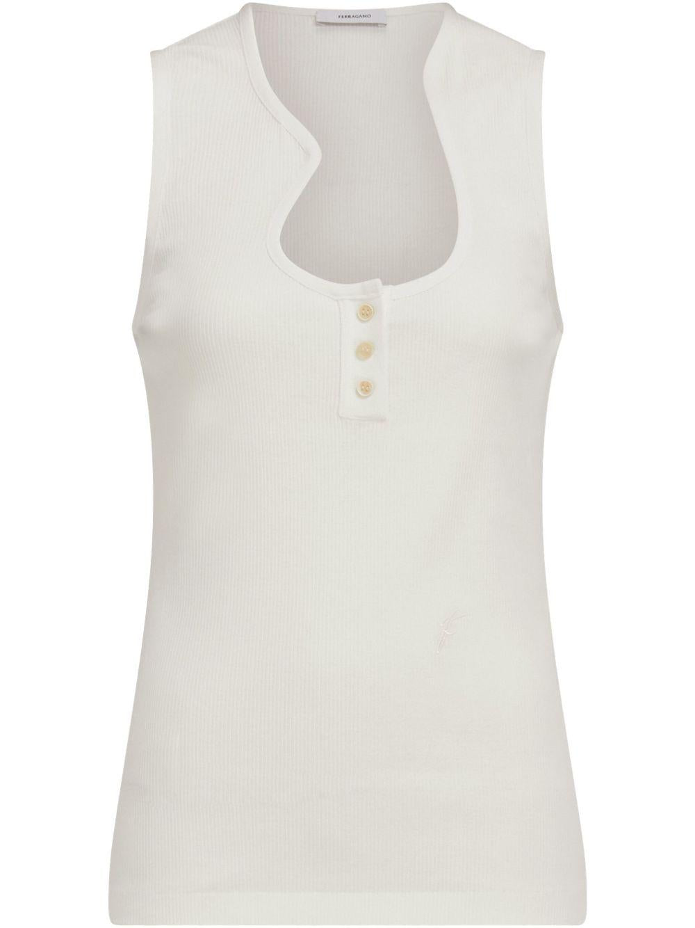 Cotton vest<BR/><BR/><BR/> H 782727WHITE FERRAGAMO