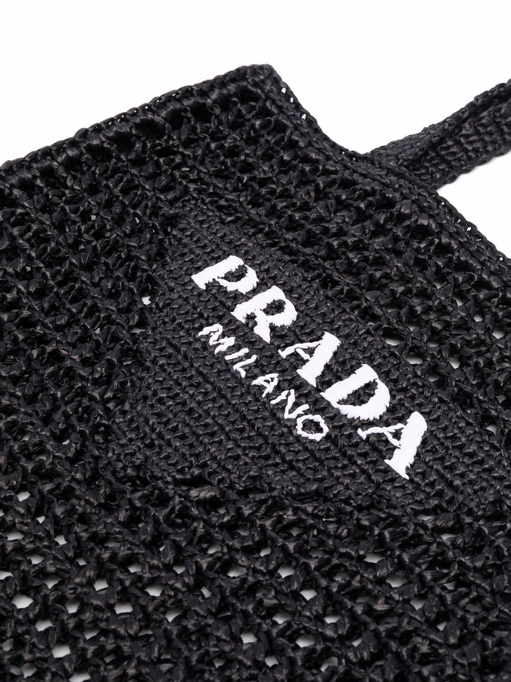 Interwoven-design logo-print shoulder bag<BR/><BR/><BR/> 1BG393 2C2TF0002 PRADA