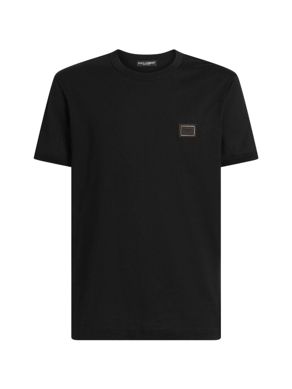 Cotton t-shirt with logo plate G8PV1T G7Q1QN0000 DOLCE & GABBANA