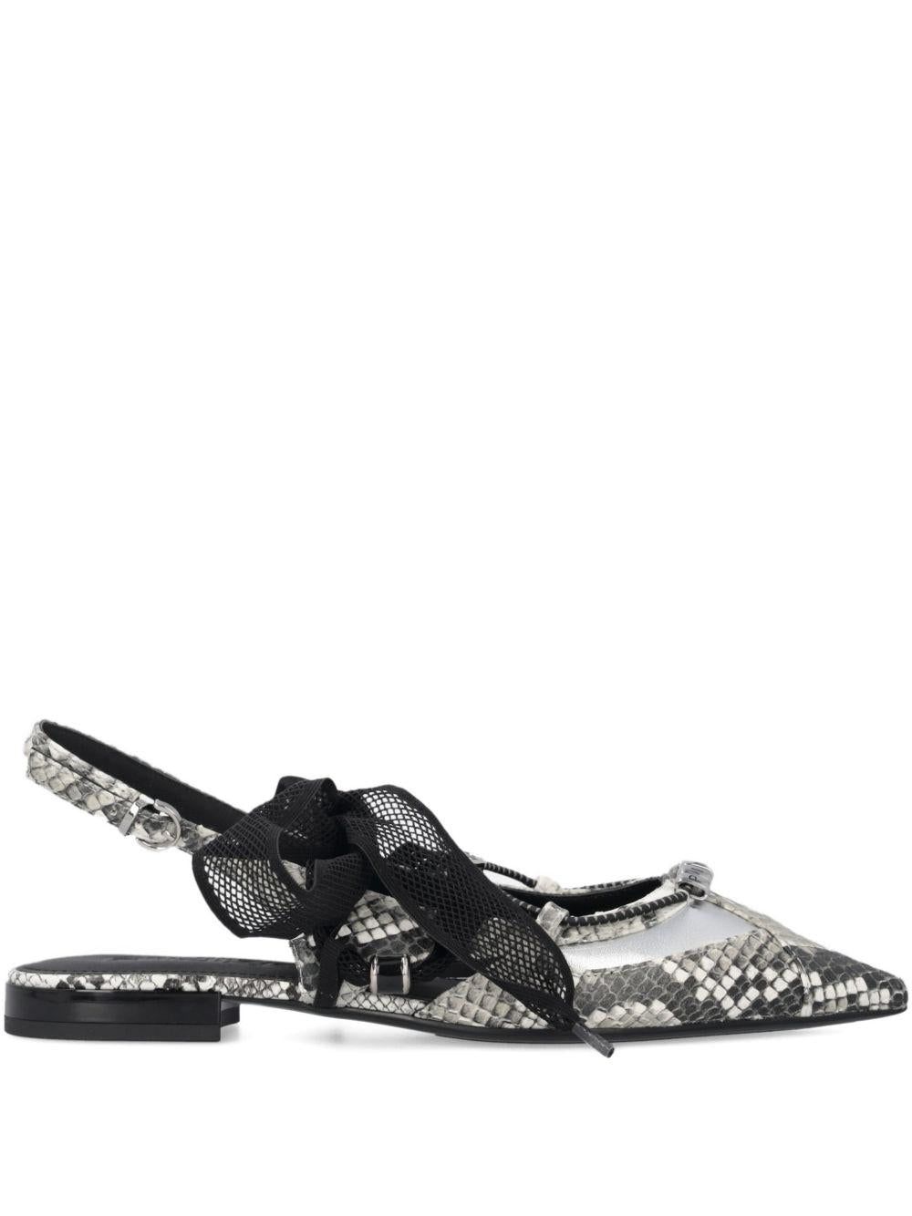 Slingback ballerinas with python print and ties SD0547 P042I93 PINKO