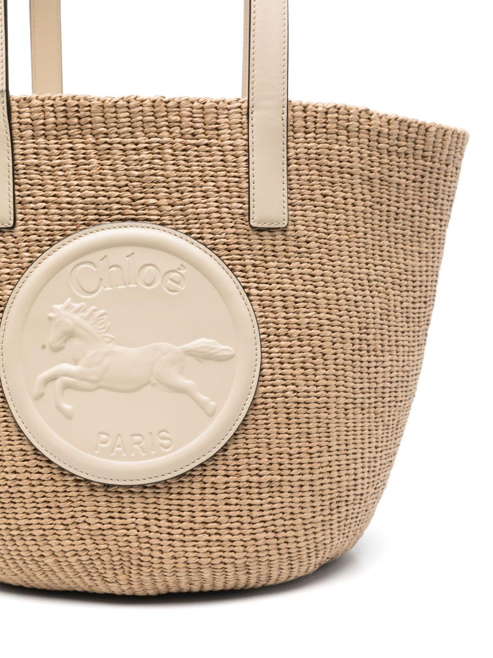Large Horse Medal Basket in natural fibres CHC25SS591O82 22J CHLOÉ