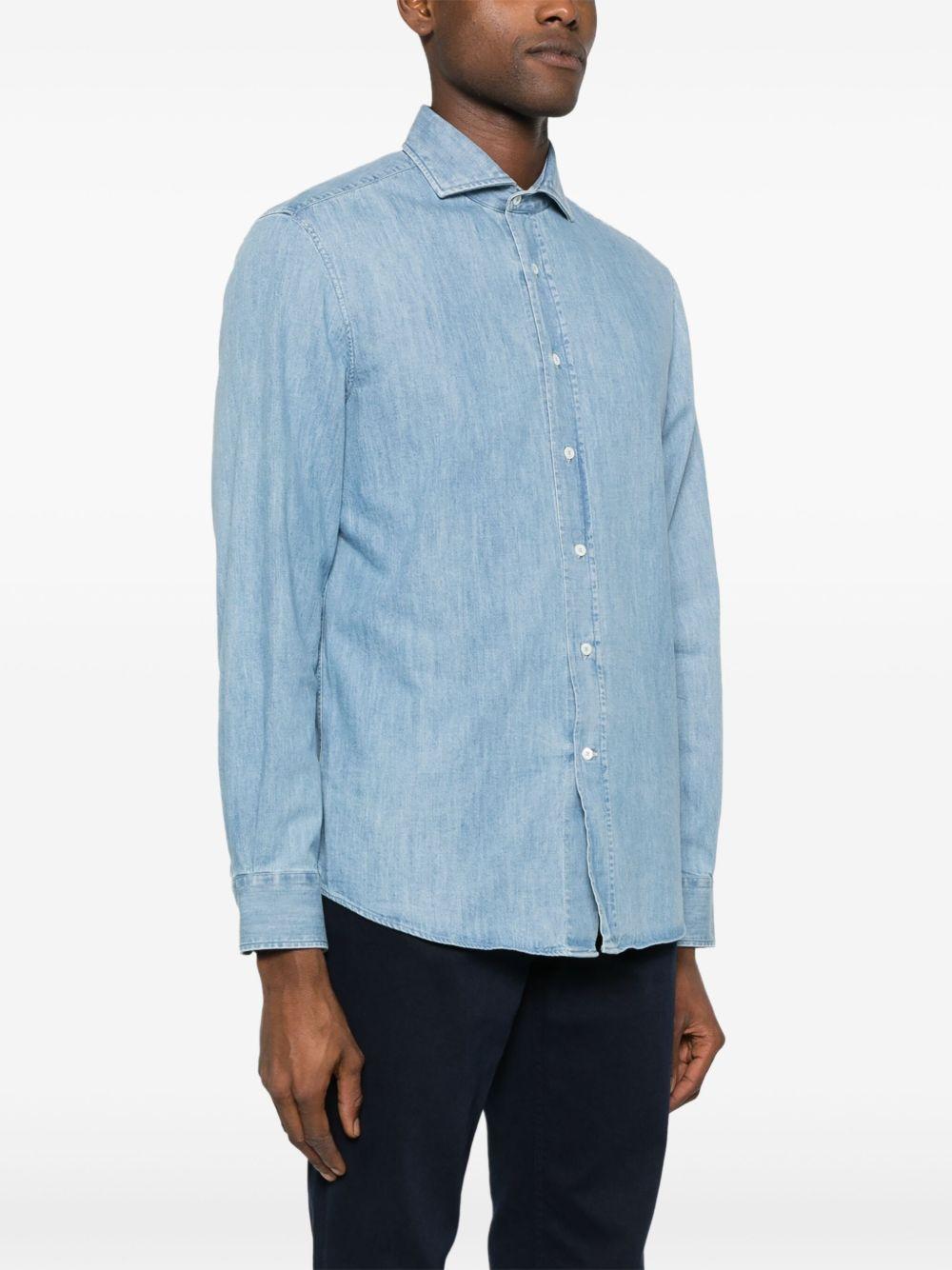 Easy-fit shirt in lightweight denim with French collar MH1920627 C8331 BRUNELLO CUCINELLI