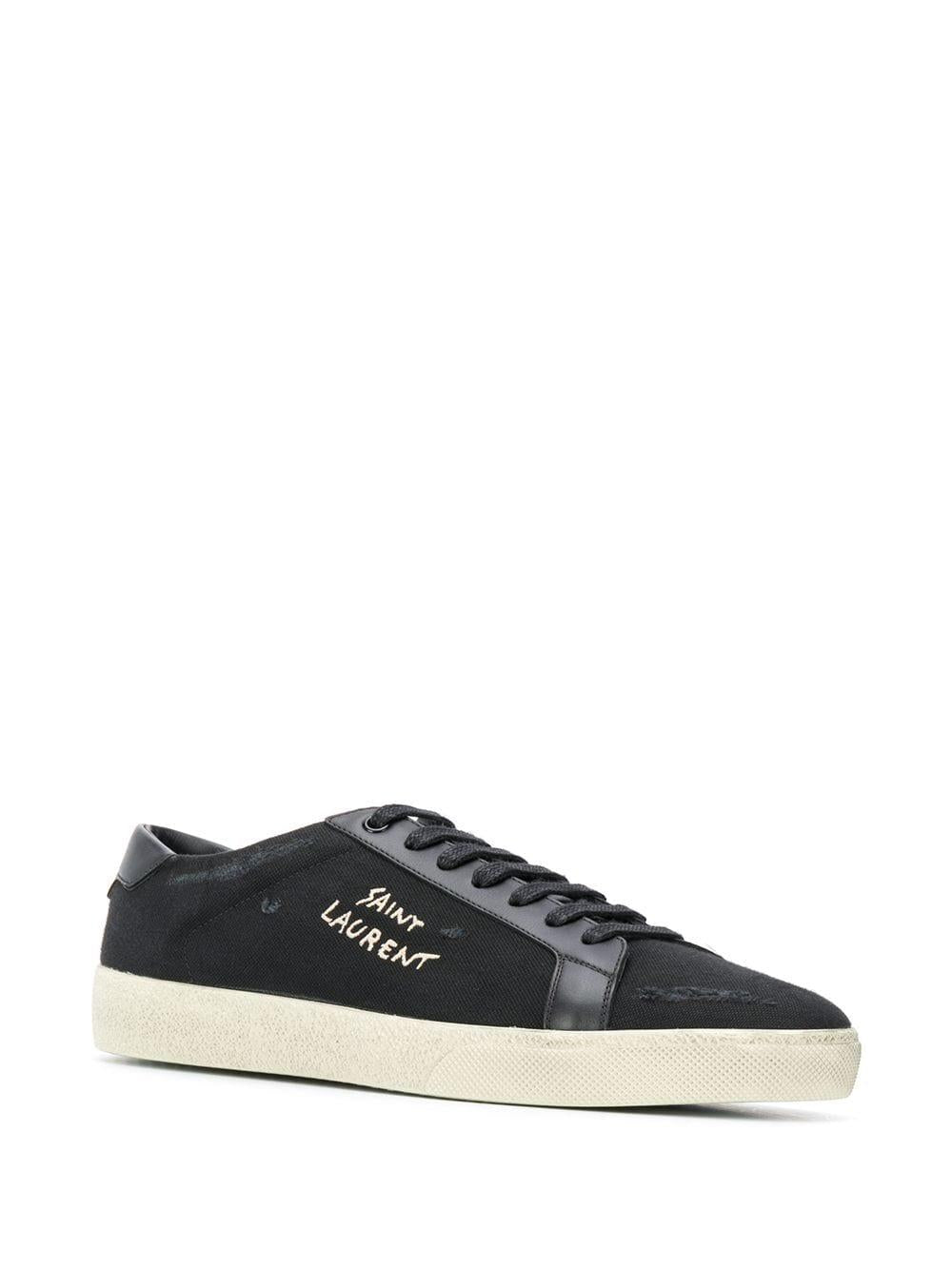 Black/white logo-print low-top sneakers 611106GUP50 1000 SAINT LAURENT
