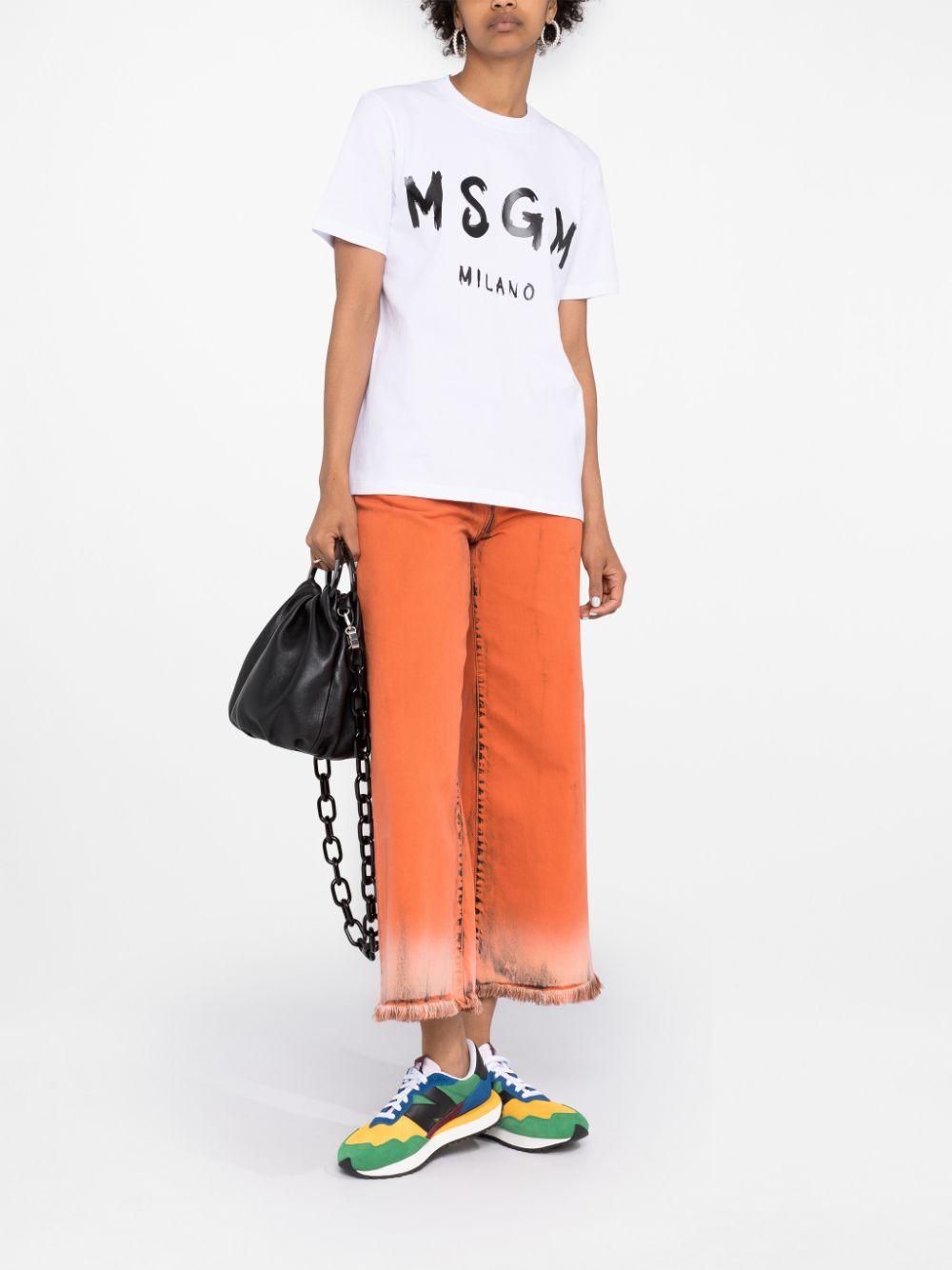 Bright-white/black cotton logo-print short-sleeved T-shirt 2000MDM510 20000201 MSGM