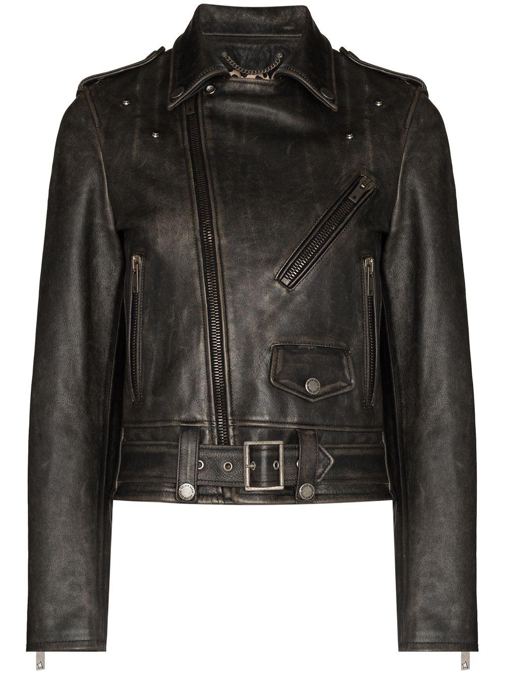 Distressed-effect leather biker jacket GWP00848 P00064790100 GOLDEN GOOSE