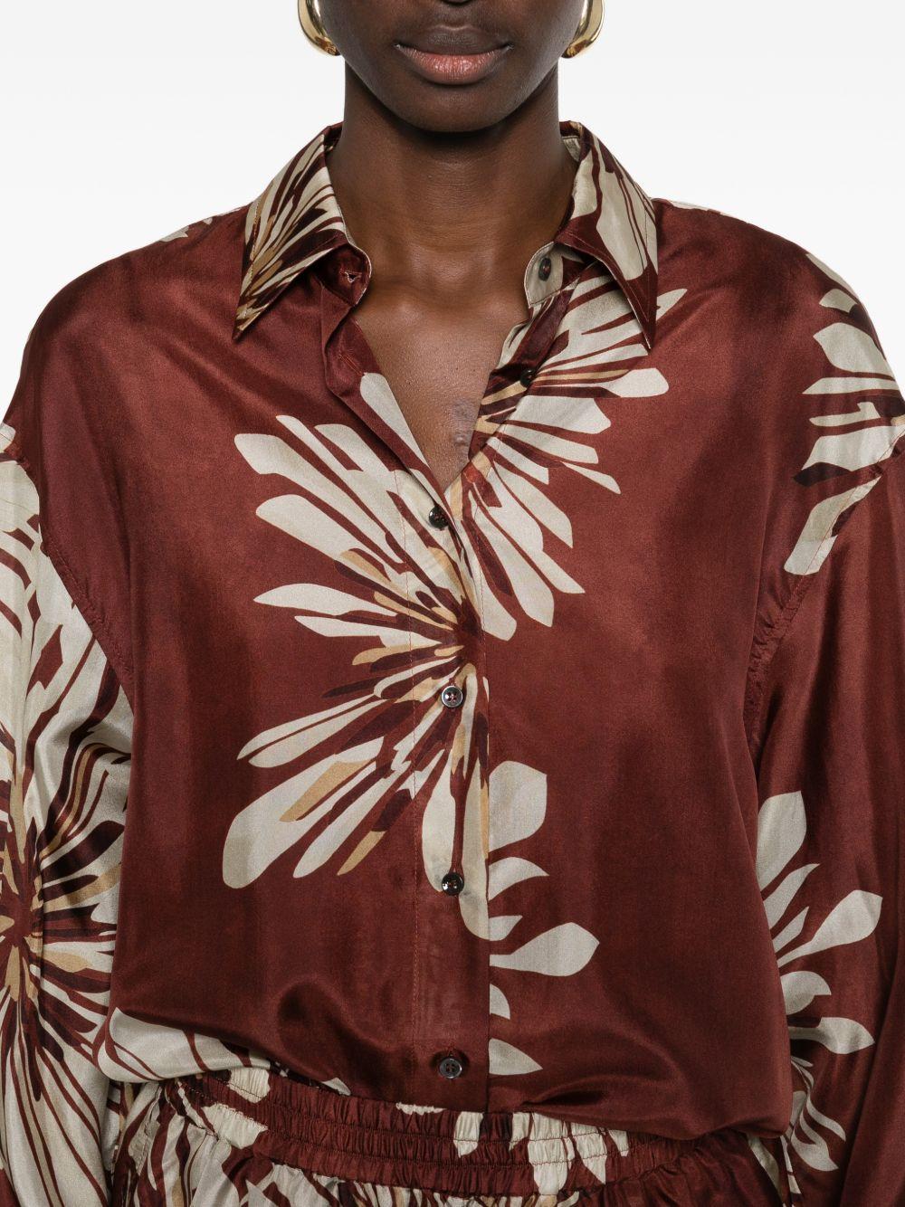 Bloom Print silk pongée shirt with monili MQ967RH206 C008 BRUNELLO CUCINELLI