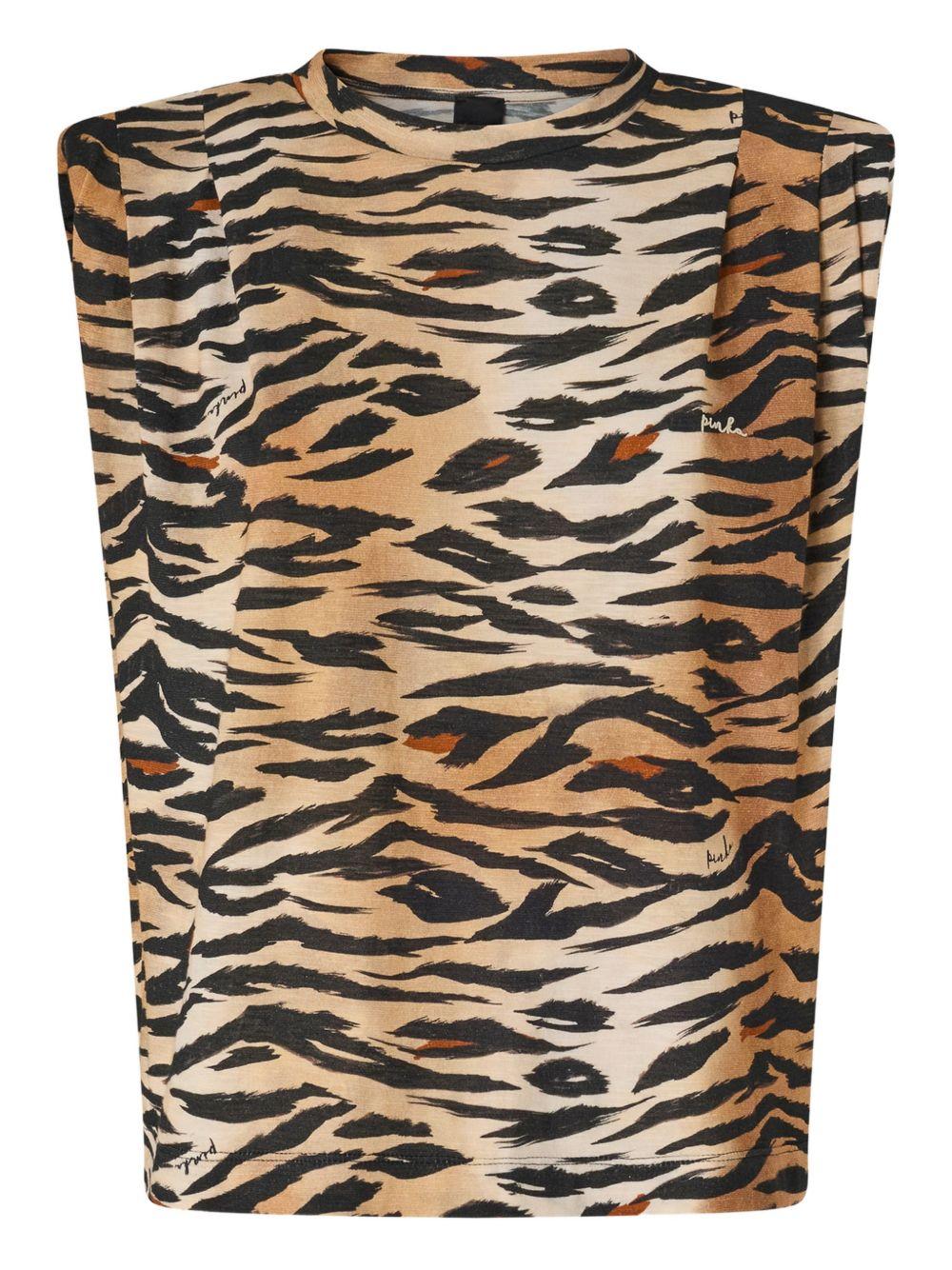 Sleeveless sweater with tiger print 106720 A37ZZC8 PINKO