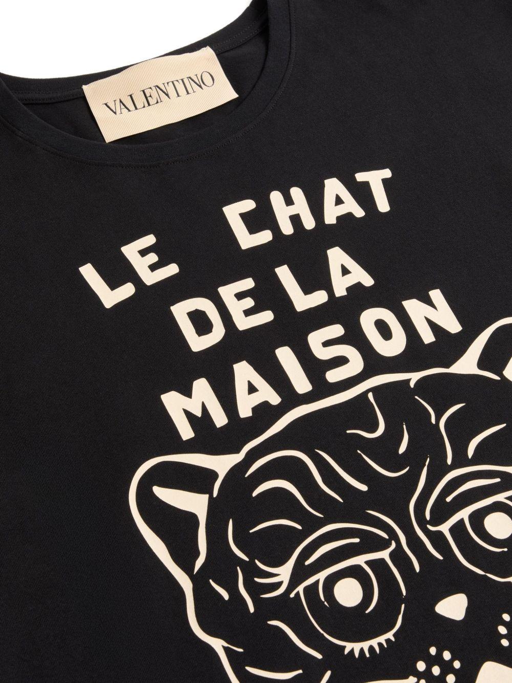Chat De La Maison-print T-shirt<BR/><BR/> 7V3MG16PB32 9RA VALENTINO GARAVANI
