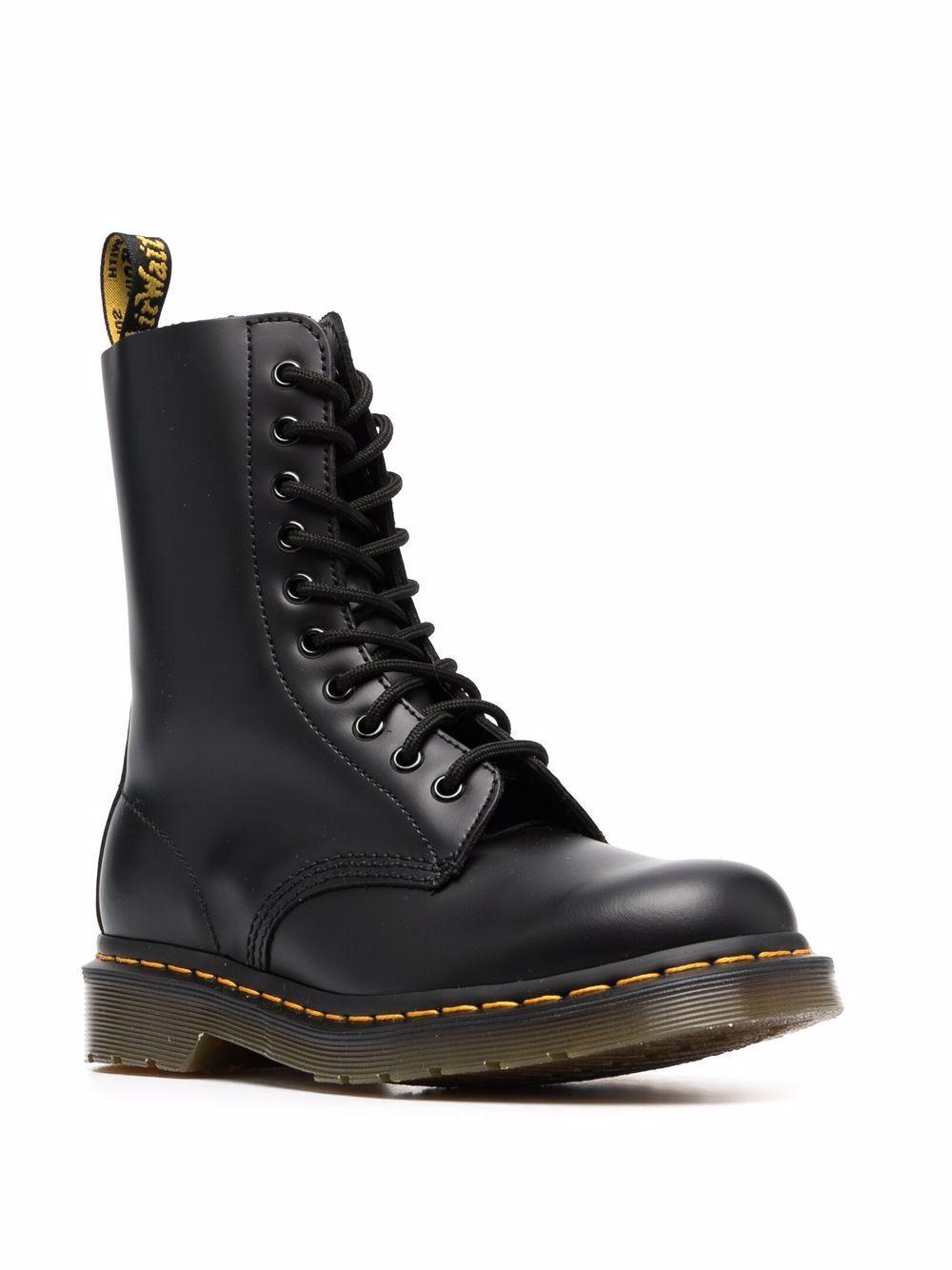 1490 lace-up combat boots<BR/> 11857001 1490BLACK SMOOTH DR. MARTENS