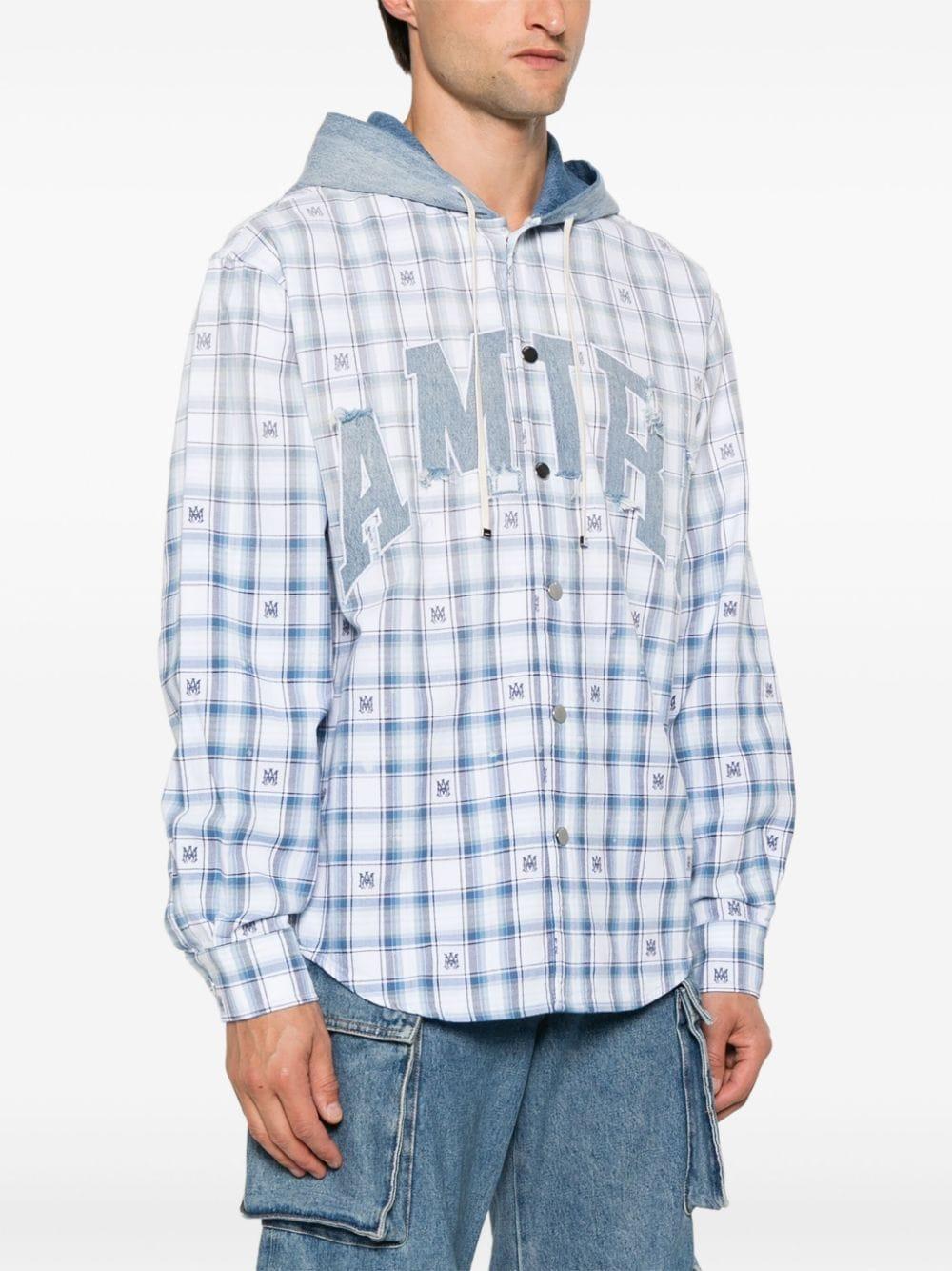 Logo-patch shirt<BR/><BR/><BR/> AMSTOS1016 CERULEAN AMIRI