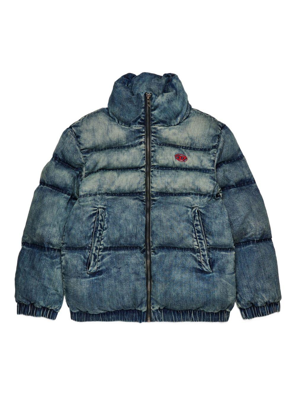 Jwmons puffy denim jacket with logo J02421 0SKAIK01 DIESEL KID
