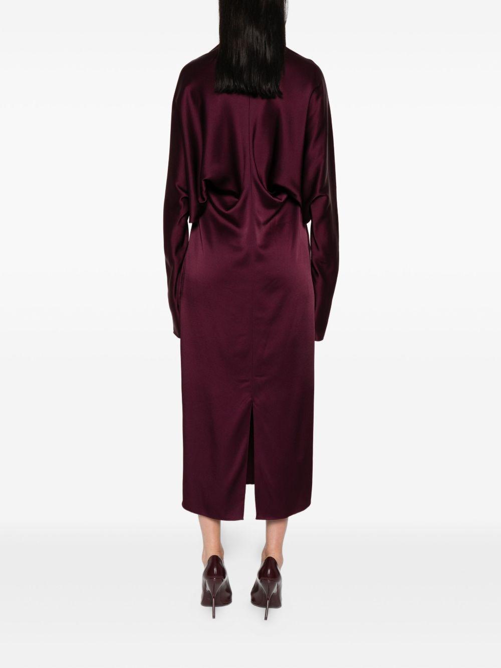 Cape-Sleeve Cut-Out Satin Midi Dress 6A05413 FU3026017 STELLA McCARTNEY