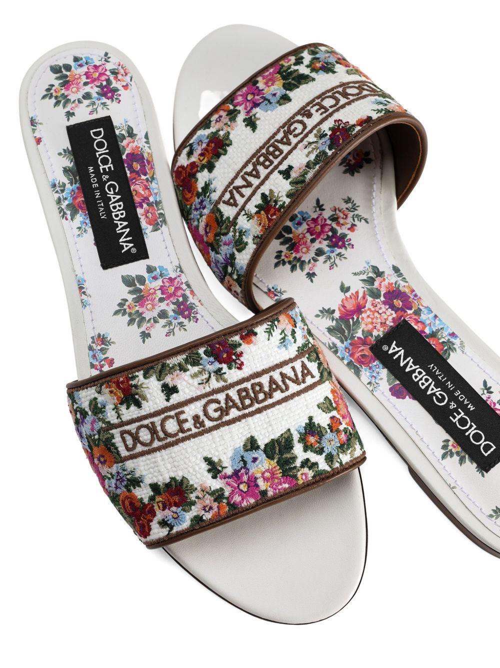 Nappa leather flat slippers with embroidery CQ0571 A64838V135 DOLCE & GABBANA