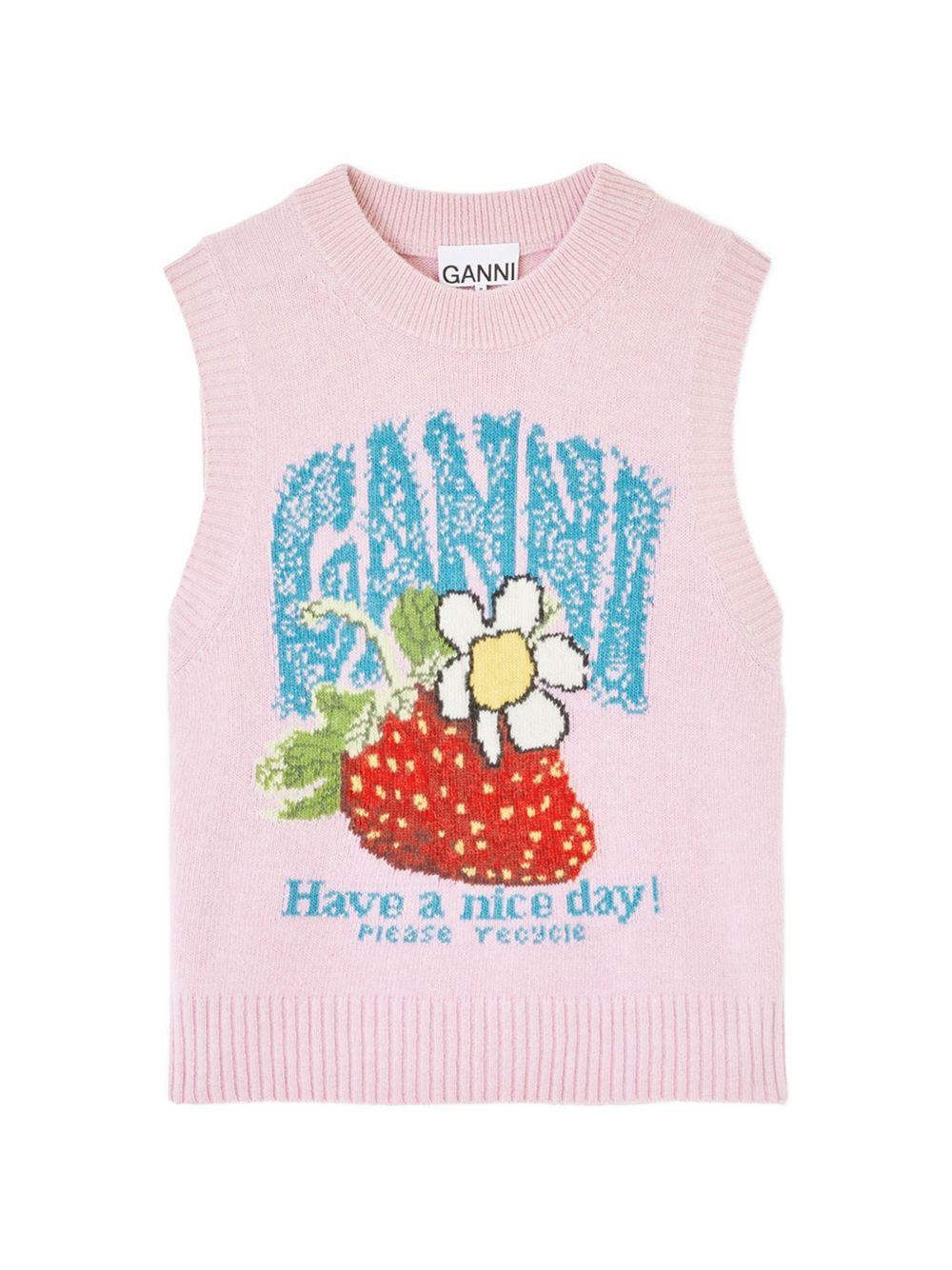 Vest with Strawberry A1180011 868 GANNI