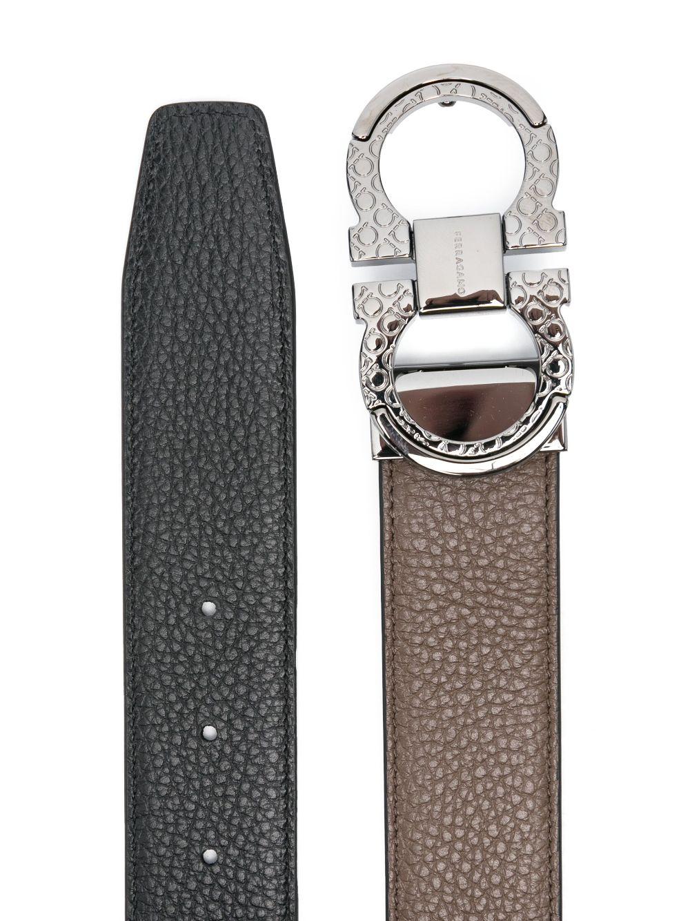 Reversible Gancini buckle belt DOUBLE ADJUS 780045CLAY NERO FERRAGAMO