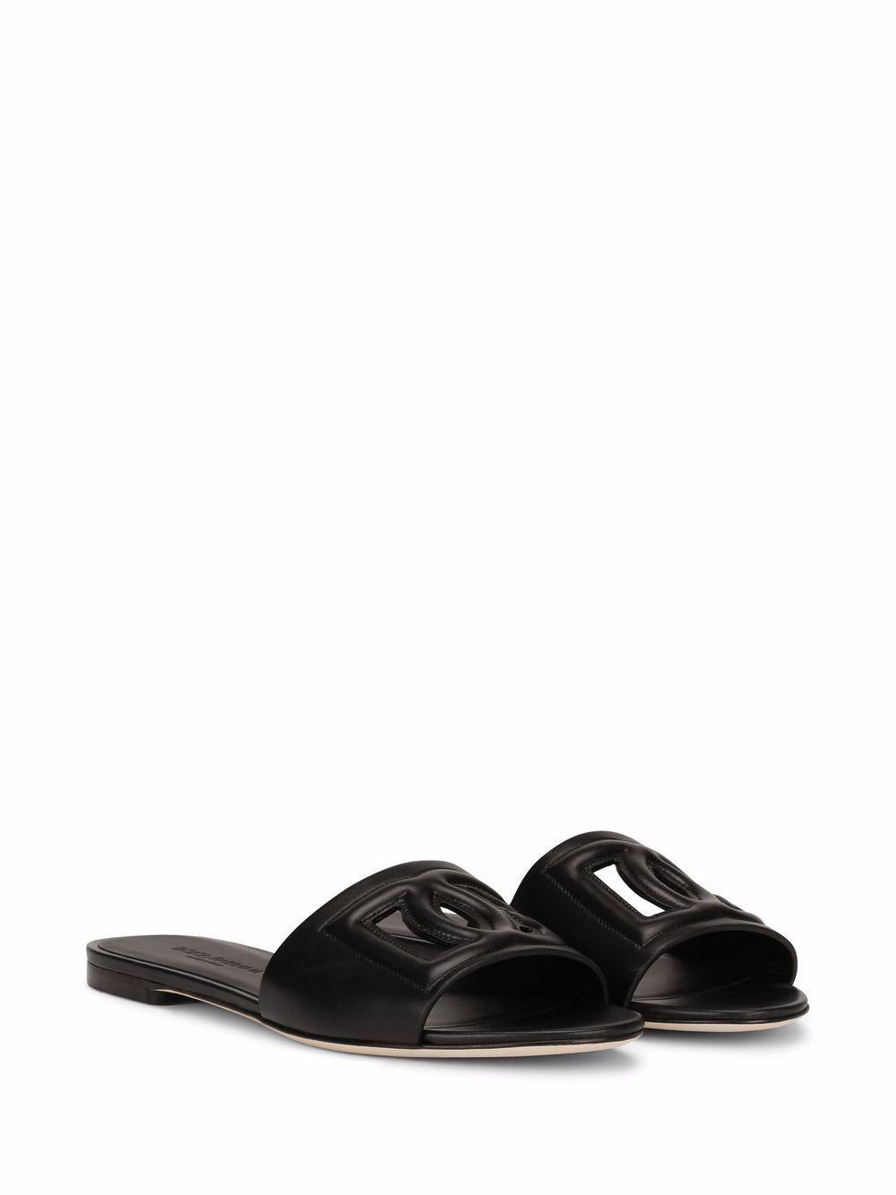 Calfskin slides with DG logo CQ0436 AY32980999 DOLCE & GABBANA