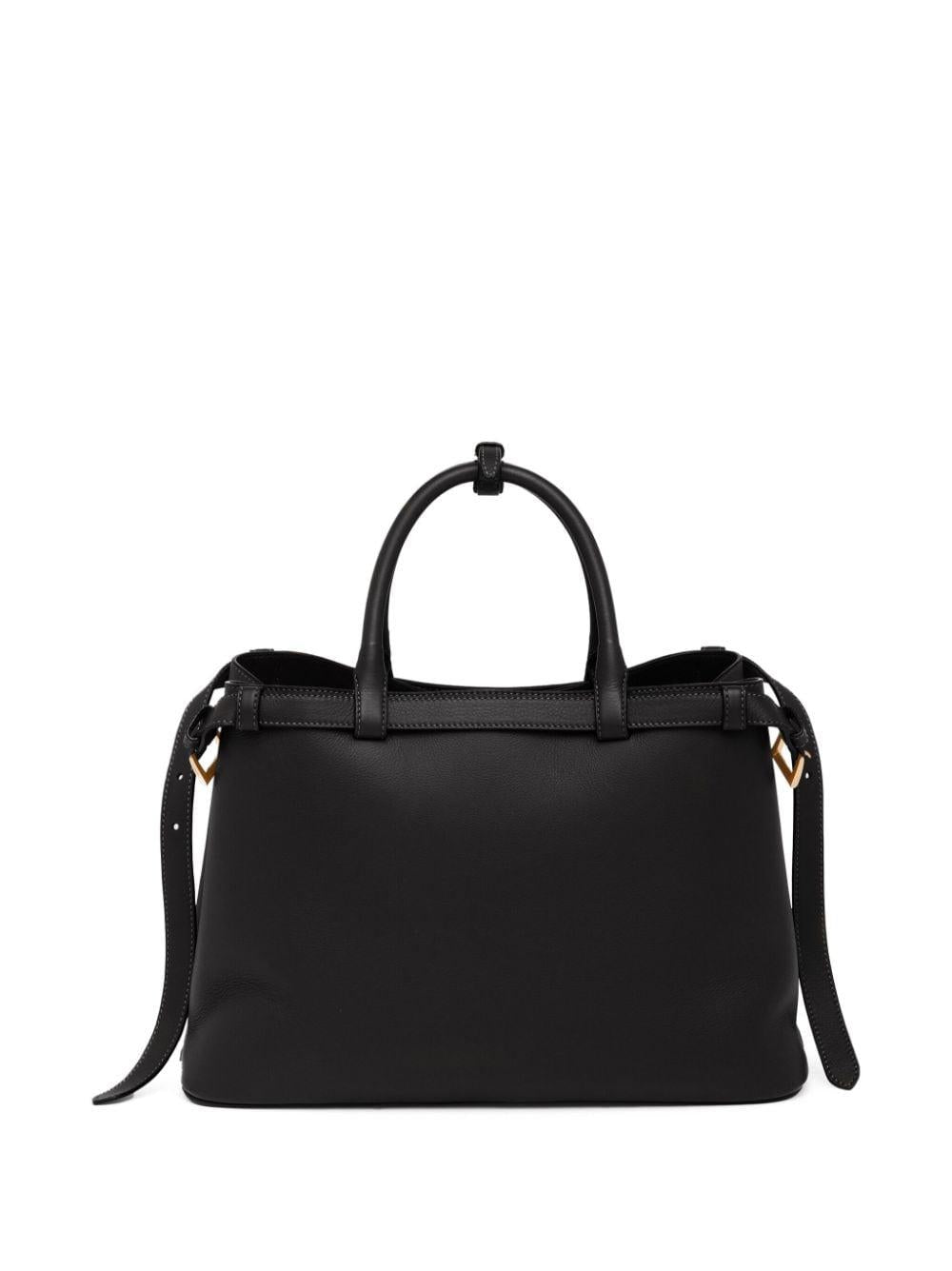 Logo-plaque leather tote bag<BR/><BR/><BR/> 1BA417 2CYSF0002 PRADA