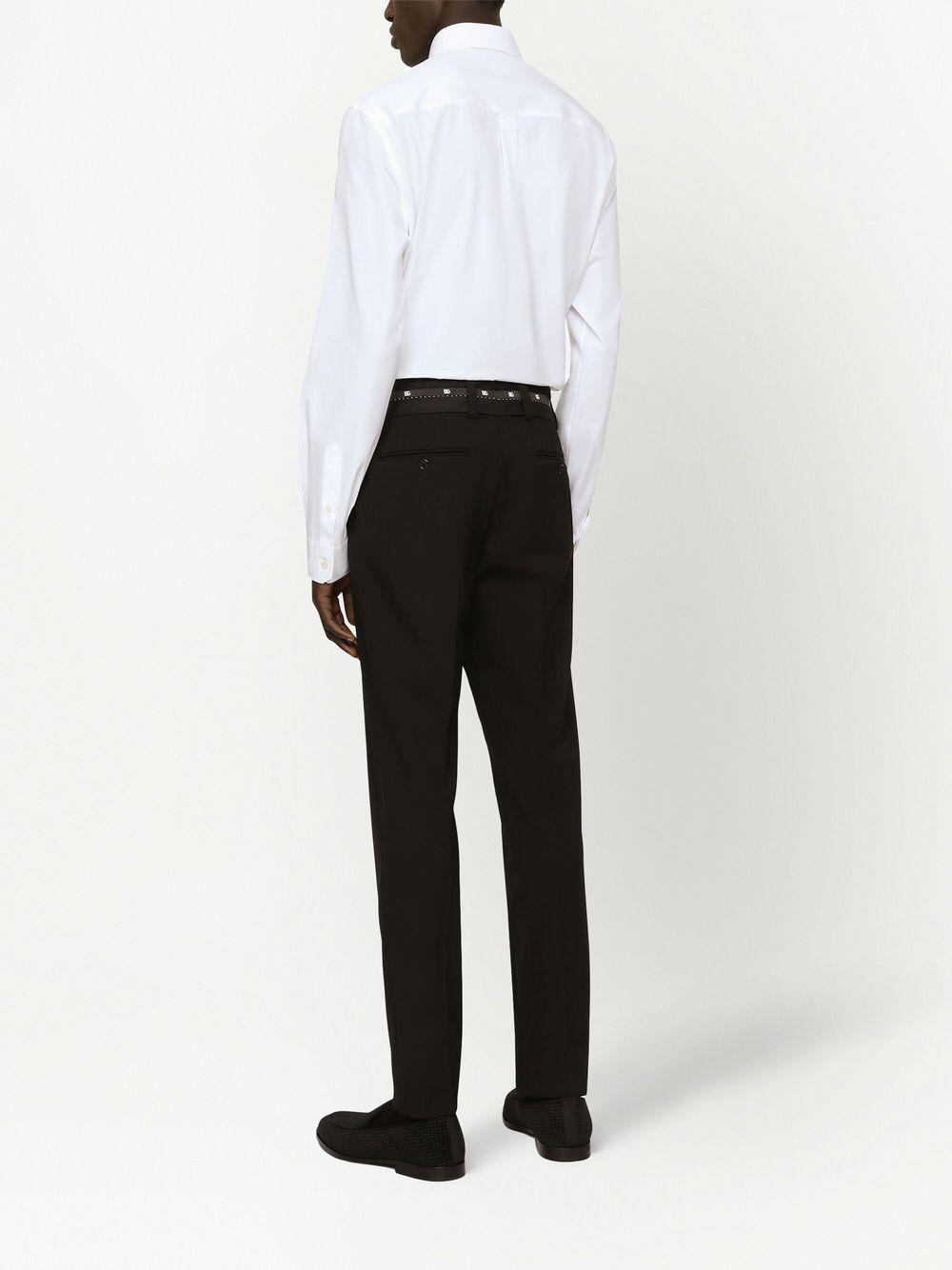 Martini-fit logo-tag cotton shirt<BR/><BR/><BR/> G5JG4T FU5U8W0800 DOLCE & GABBANA