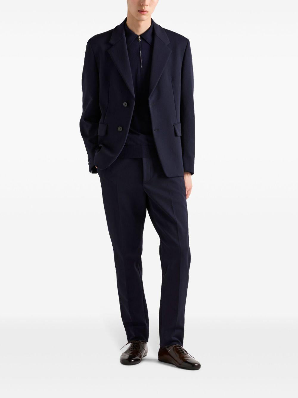 Long-sleeve wool polo shirt<BR/><BR/><BR/> UMB815 1164F0SVF PRADA