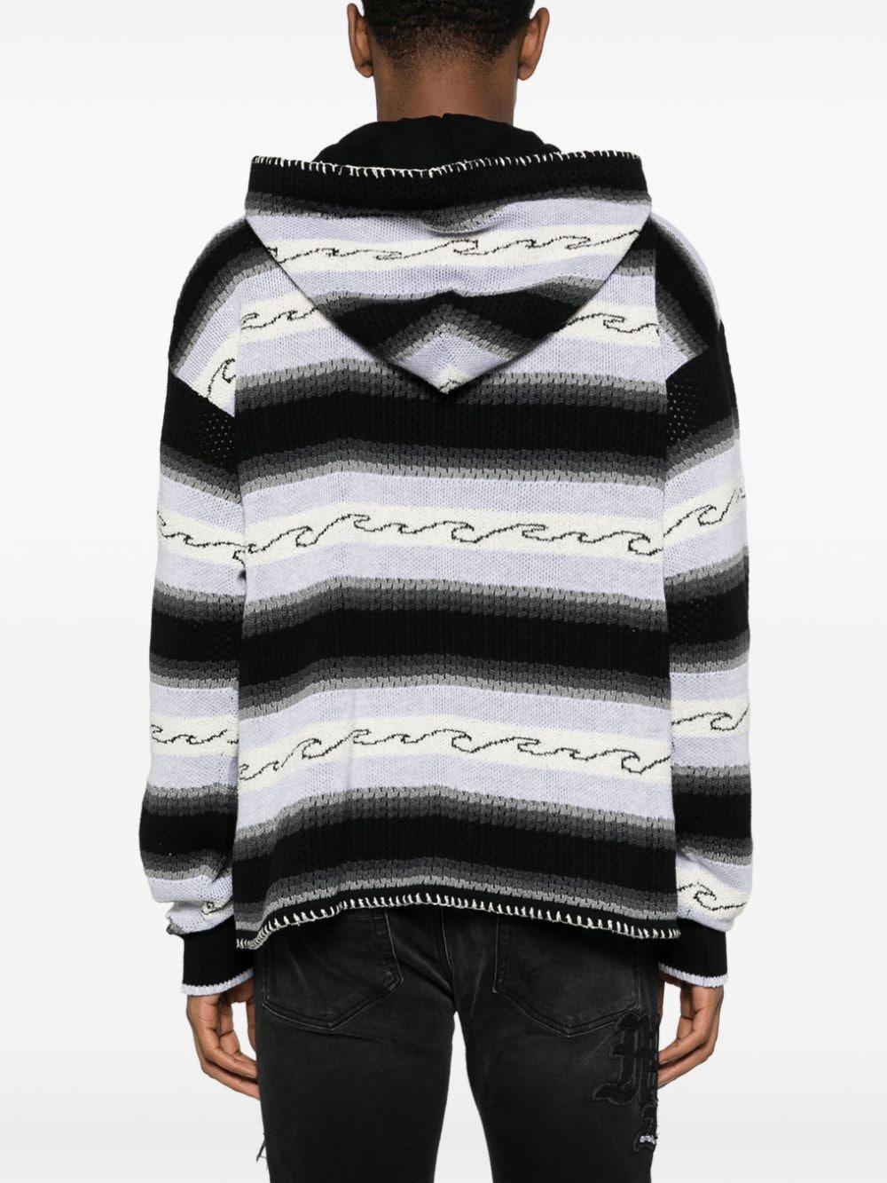 Striped knitted hoodie<BR/><BR/><BR/> AMKNHD1003 BLACK AMIRI