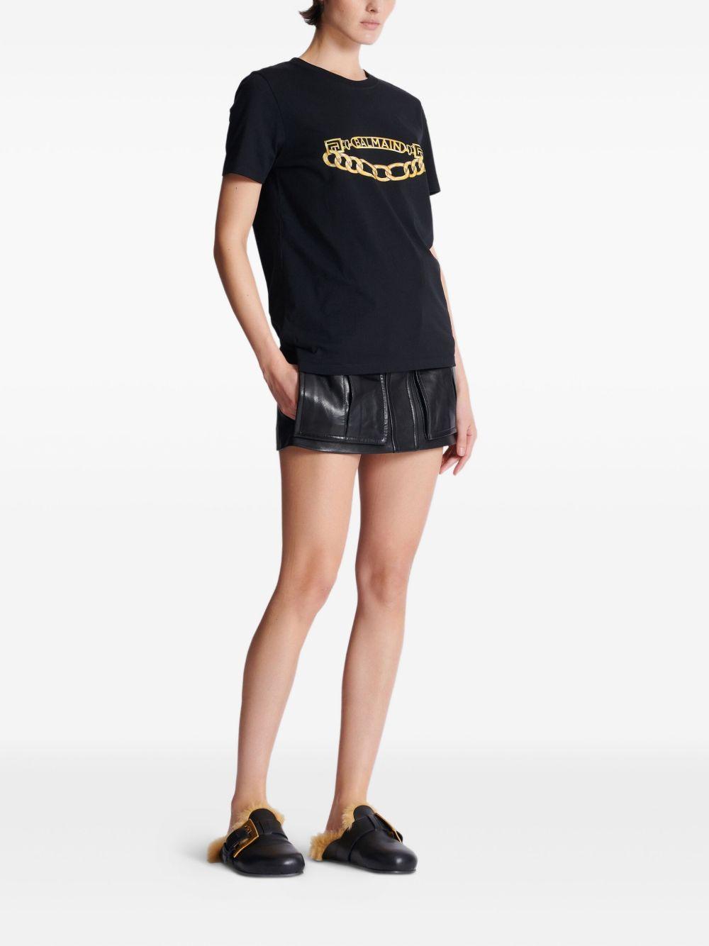 Short-sleeved Balmain Chain print T-shirt FF1EF004GE97 EAD BALMAIN