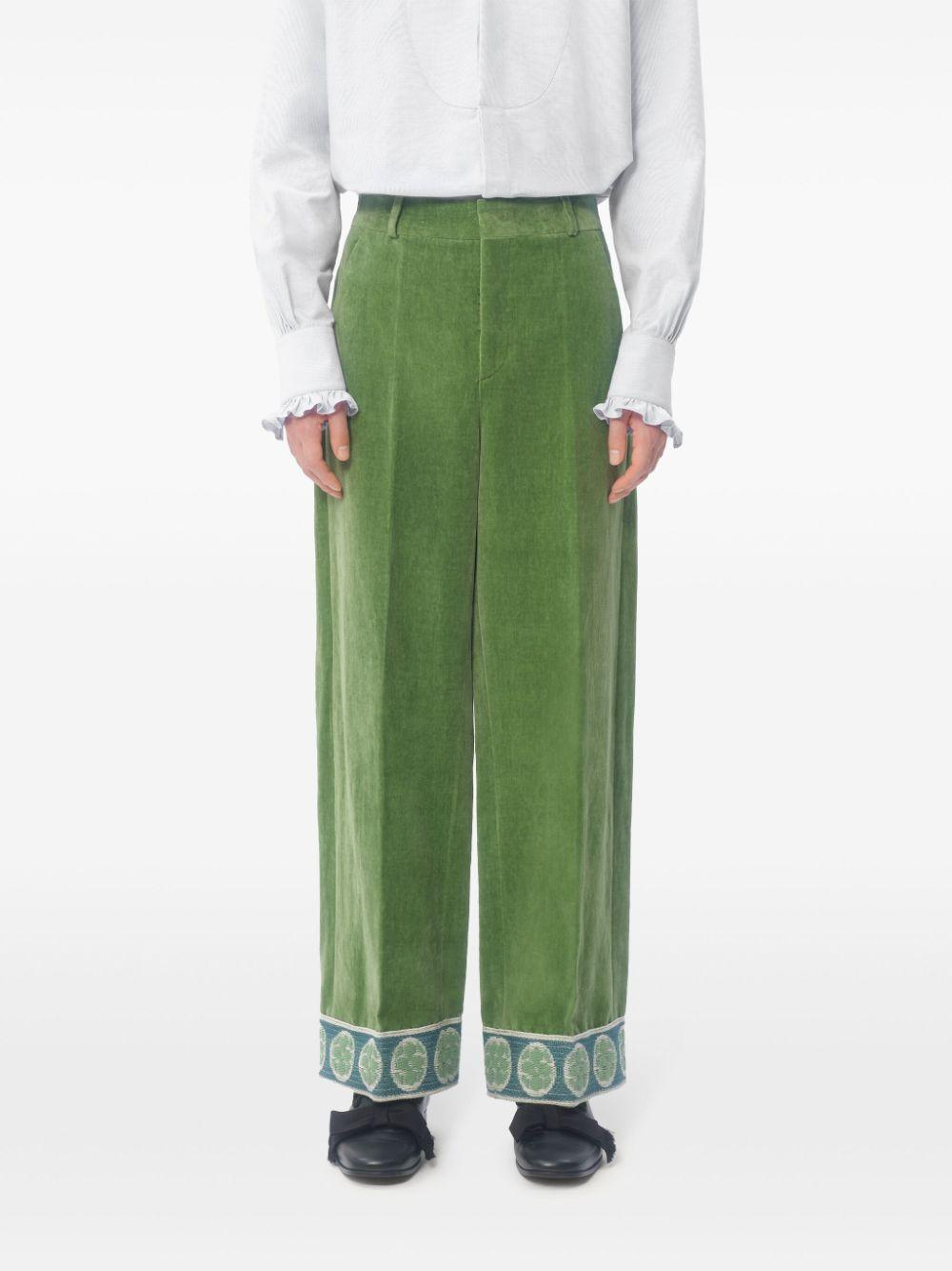 Jacquard-hem velvet trousers<BR/><BR/><BR/> 6V3RBJ74AM2 LR1 VALENTINO GARAVANI