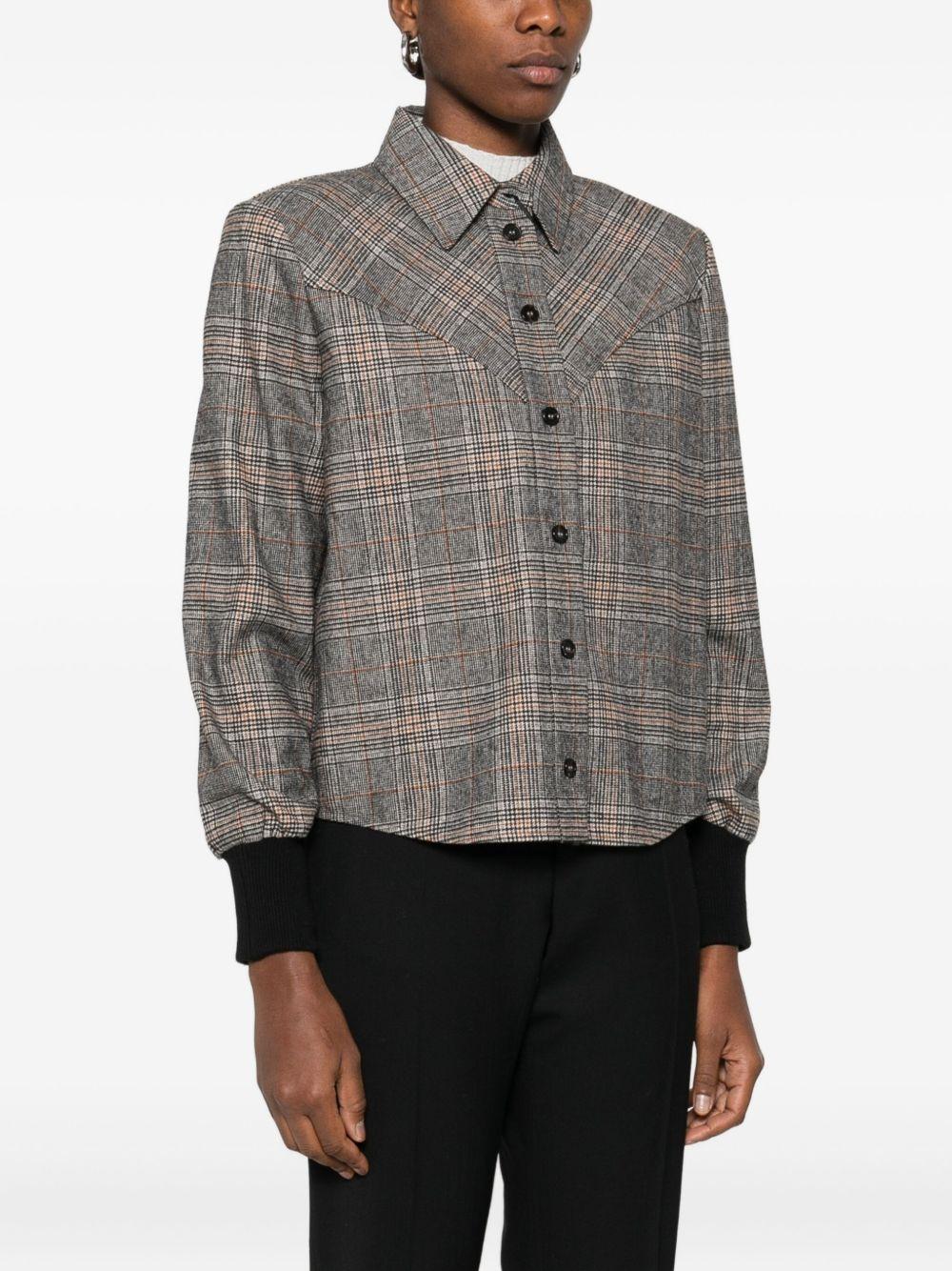 Checked shirt with knitted cuffs 106102 A36LPIP PINKO