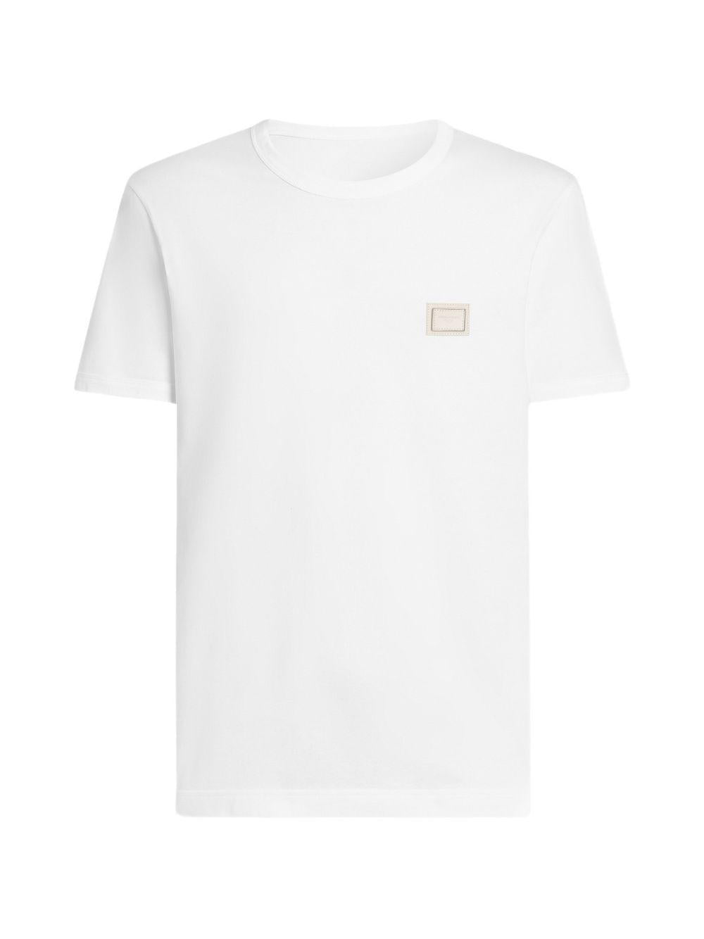 Cotton t-shirt with logo plate G8PV1T G7Q1QW0800 DOLCE & GABBANA
