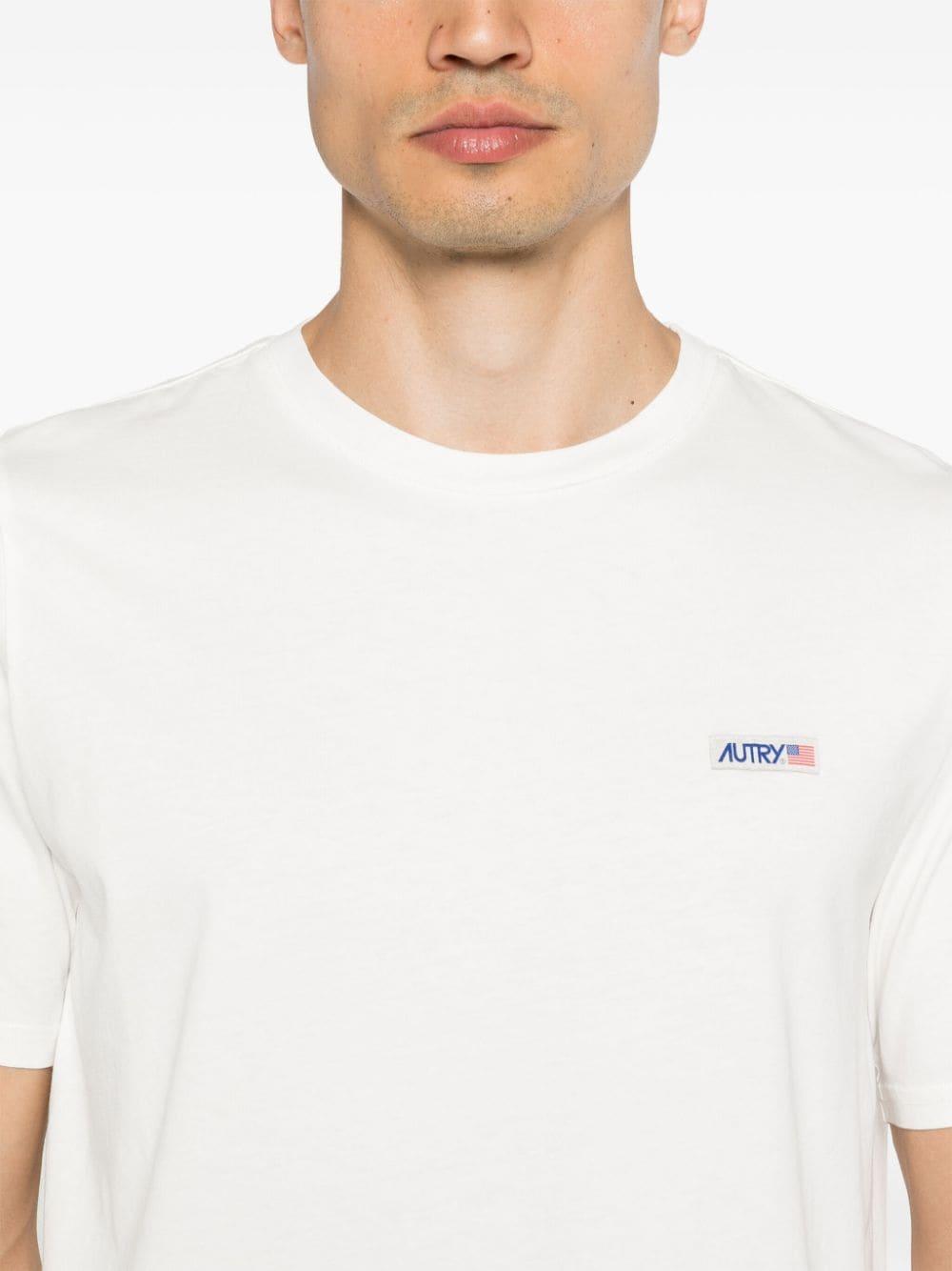 Logo-patch cotton T-shirt<BR/><BR/> TSPM 08CWCOTTON WHITE AUTRY