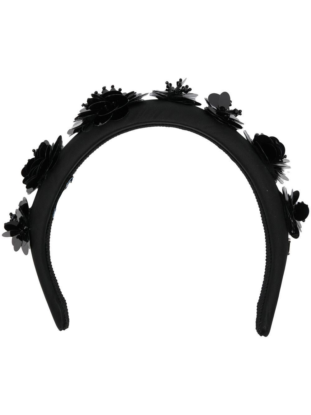 Re-nylon headband with 3D flowers 1IH019 11WPF0002 PRADA