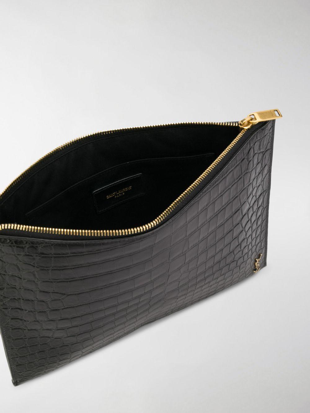 crocodile effect pouch 607779 DZE0W1000 SAINT LAURENT