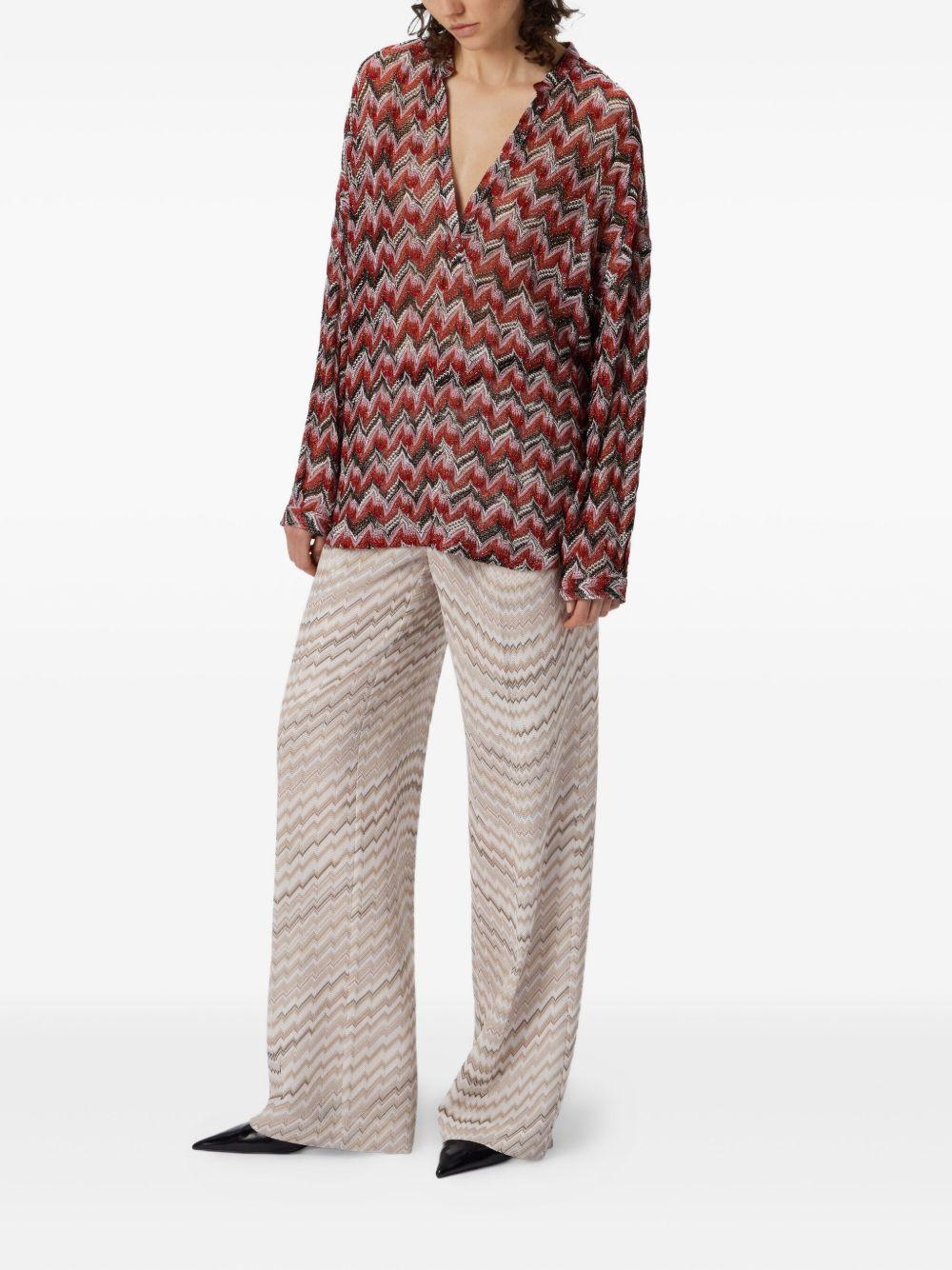Oversized blouse with mandarin collar and v-neck DS25WJ0O BR012PS4175 MISSONI