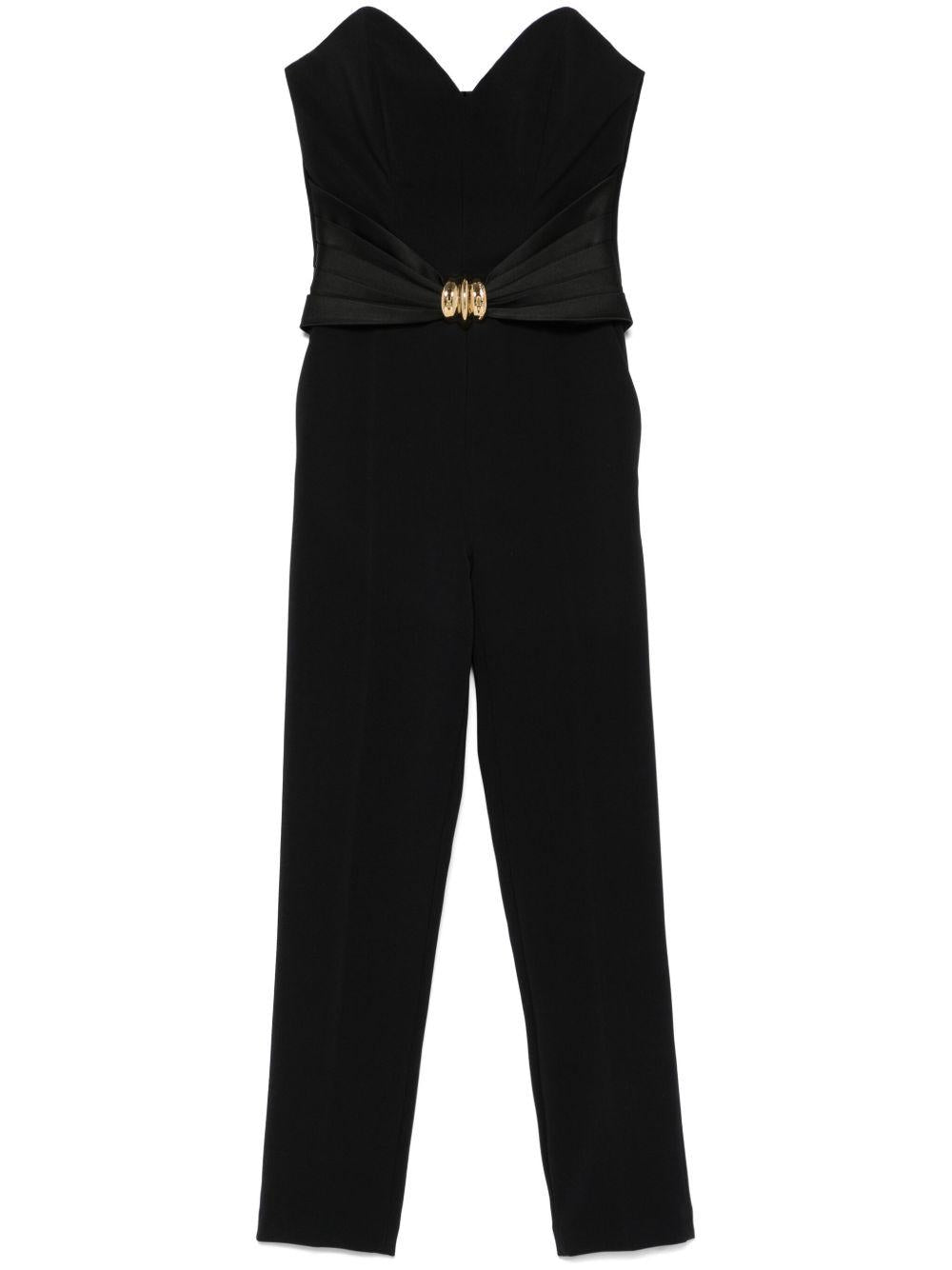 Bow-detail crepe jumpsuit<BR/> TU03951E2 110 ELISABETTA FRANCHI