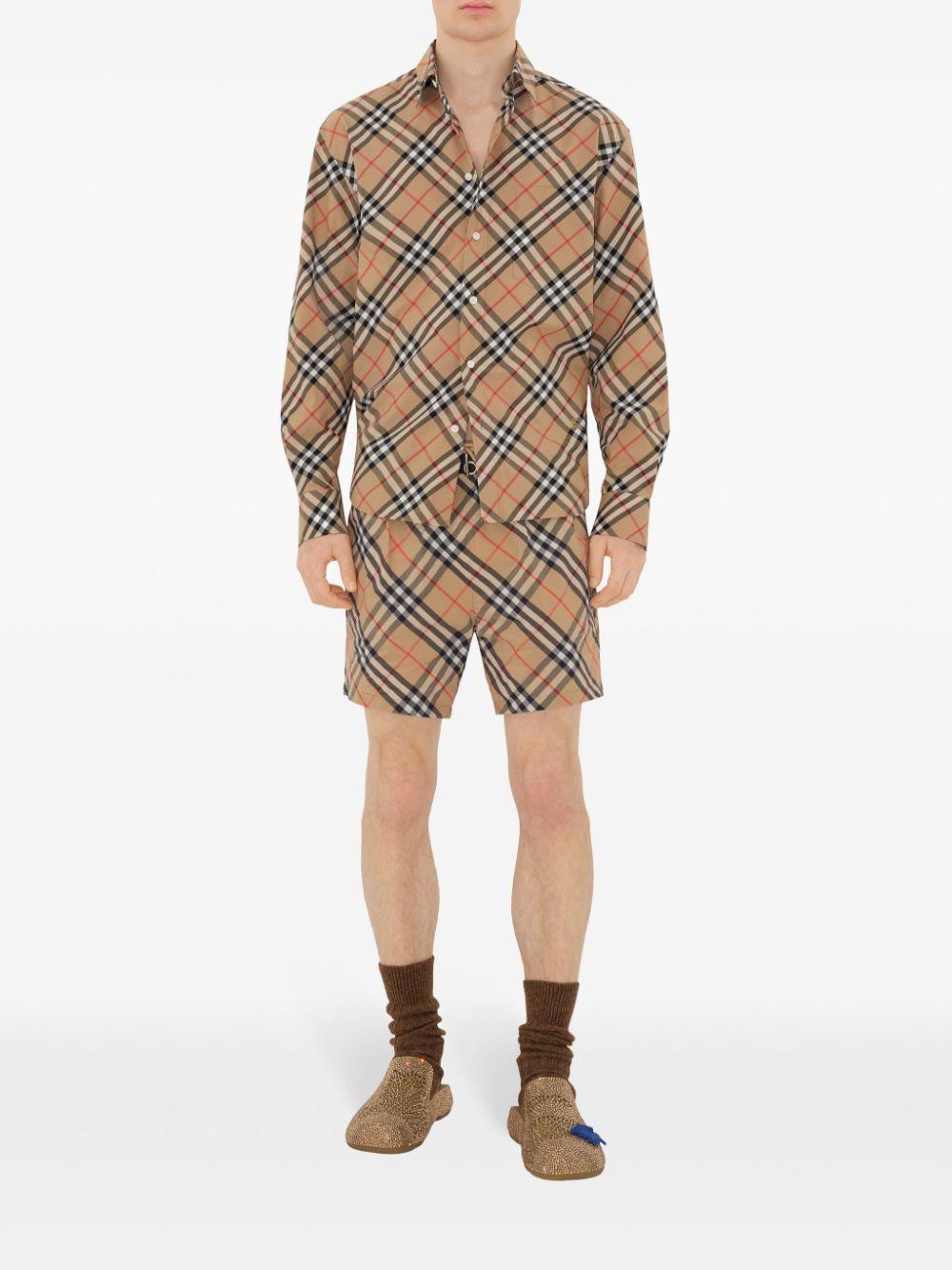 Check-print drawstring swim shorts<BR/><BR/><BR/> 8087335 B9368 BURBERRY