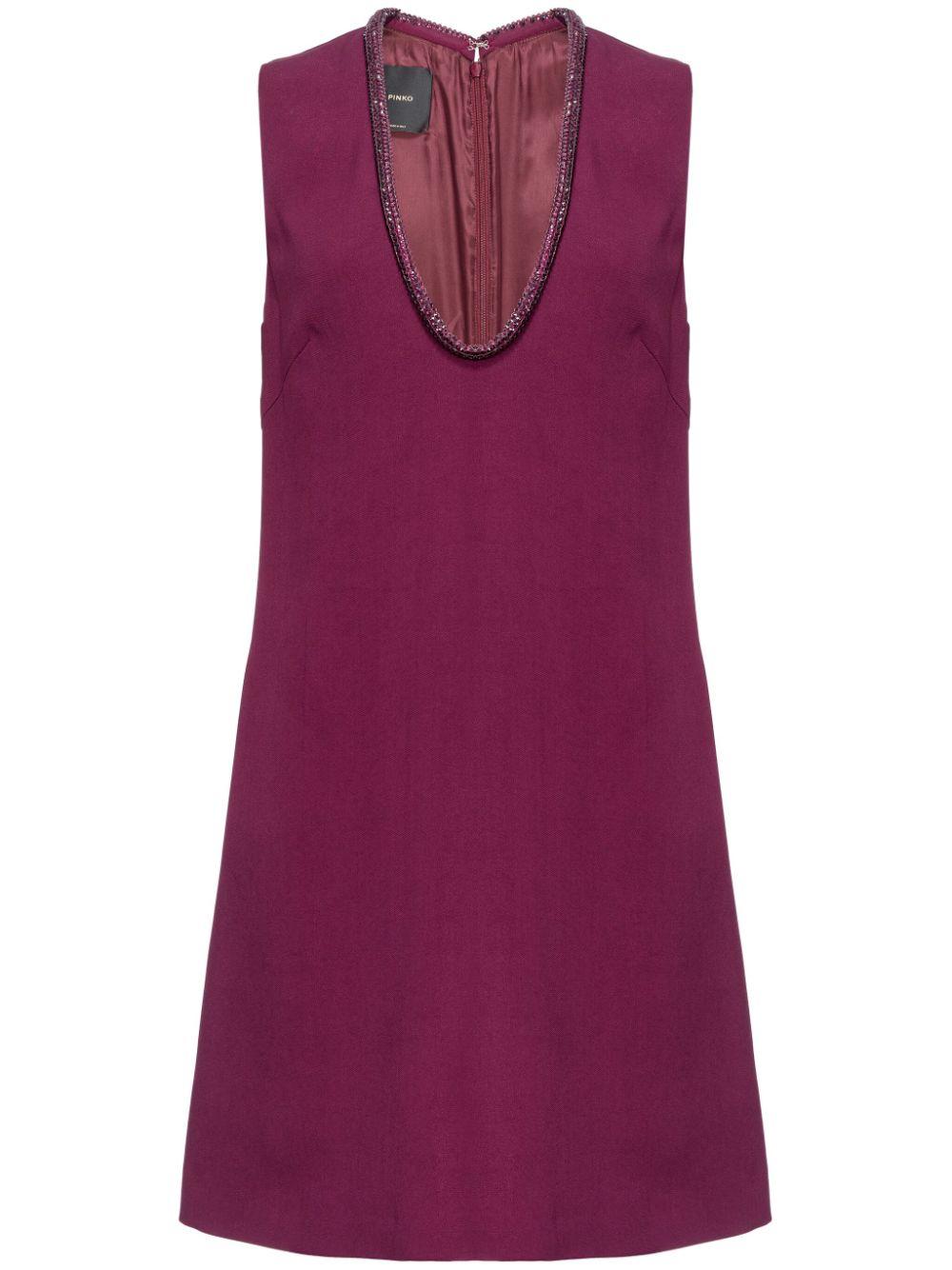 Beaded-trim shift minidress<BR/><BR/><BR/> 103969 A23VW44 PINKO