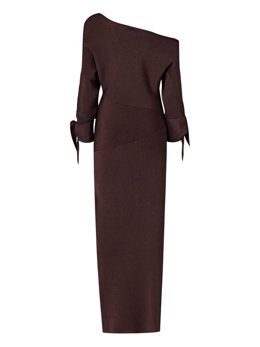 Long rib-knit dress with asymmetrical neckline 106313 A347L78 PINKO