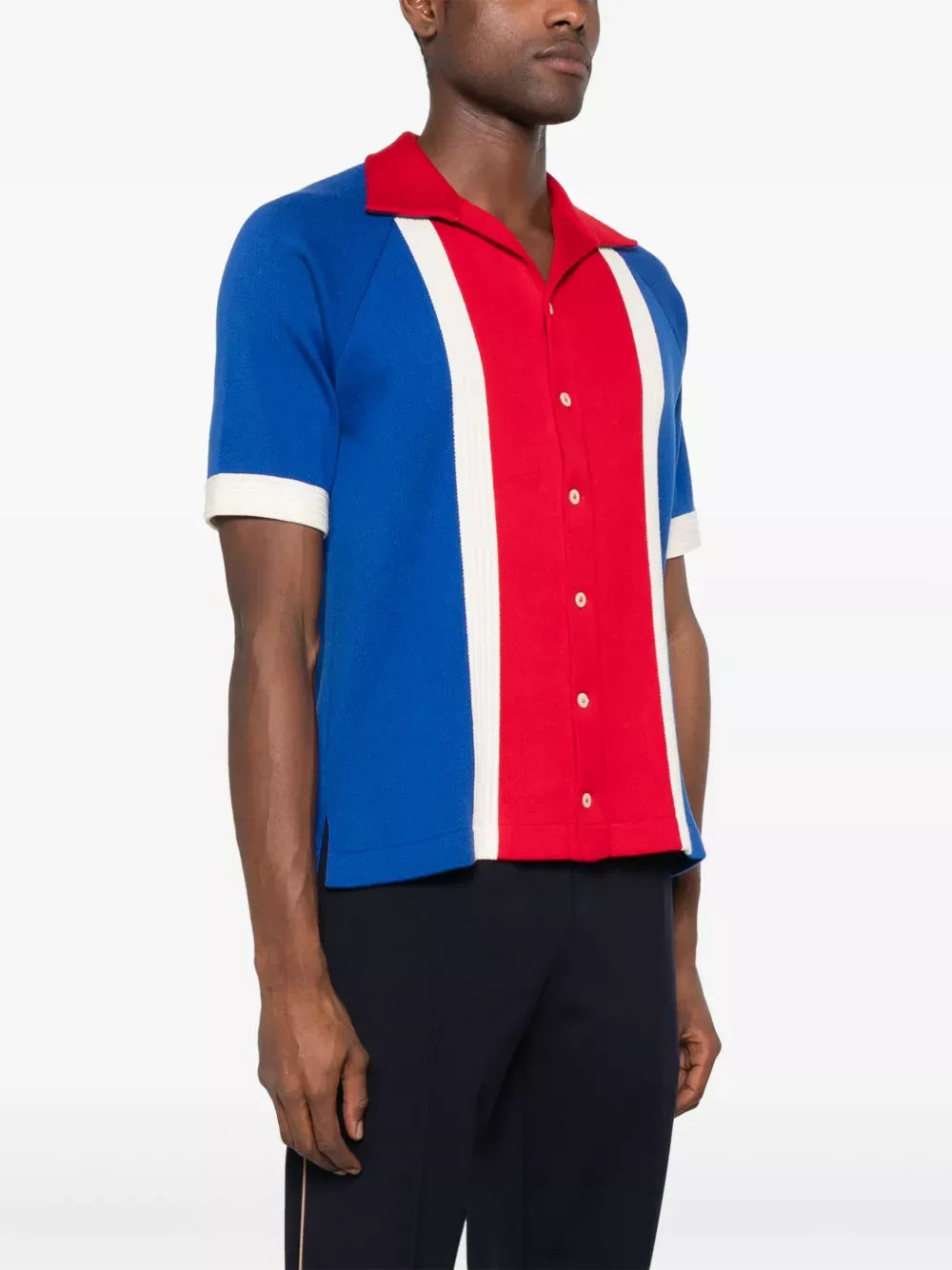 COTTON BOWLING SHIRT WITH CHEZ VALENTINO EMBROIDERY<BR/><BR/><BR/> 6V3KP03SAR5 RFJ VALENTINO GARAVANI