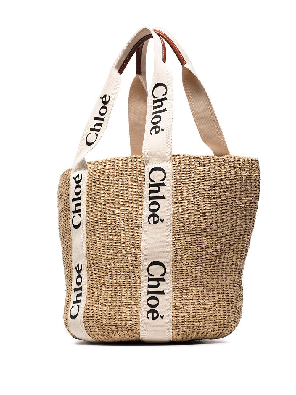 Large Woody logo-strap tote bag<BR/><BR/><BR/> CHC22SS380G55 101 CHLOÉ