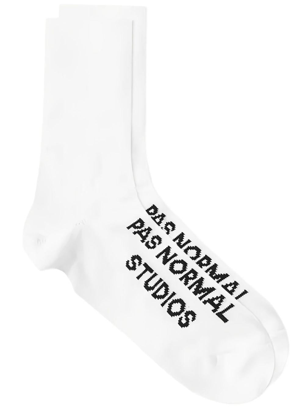 Pas Normal Studios logo oversock NA1904H WHITE PAS NORMAL STUDIOS