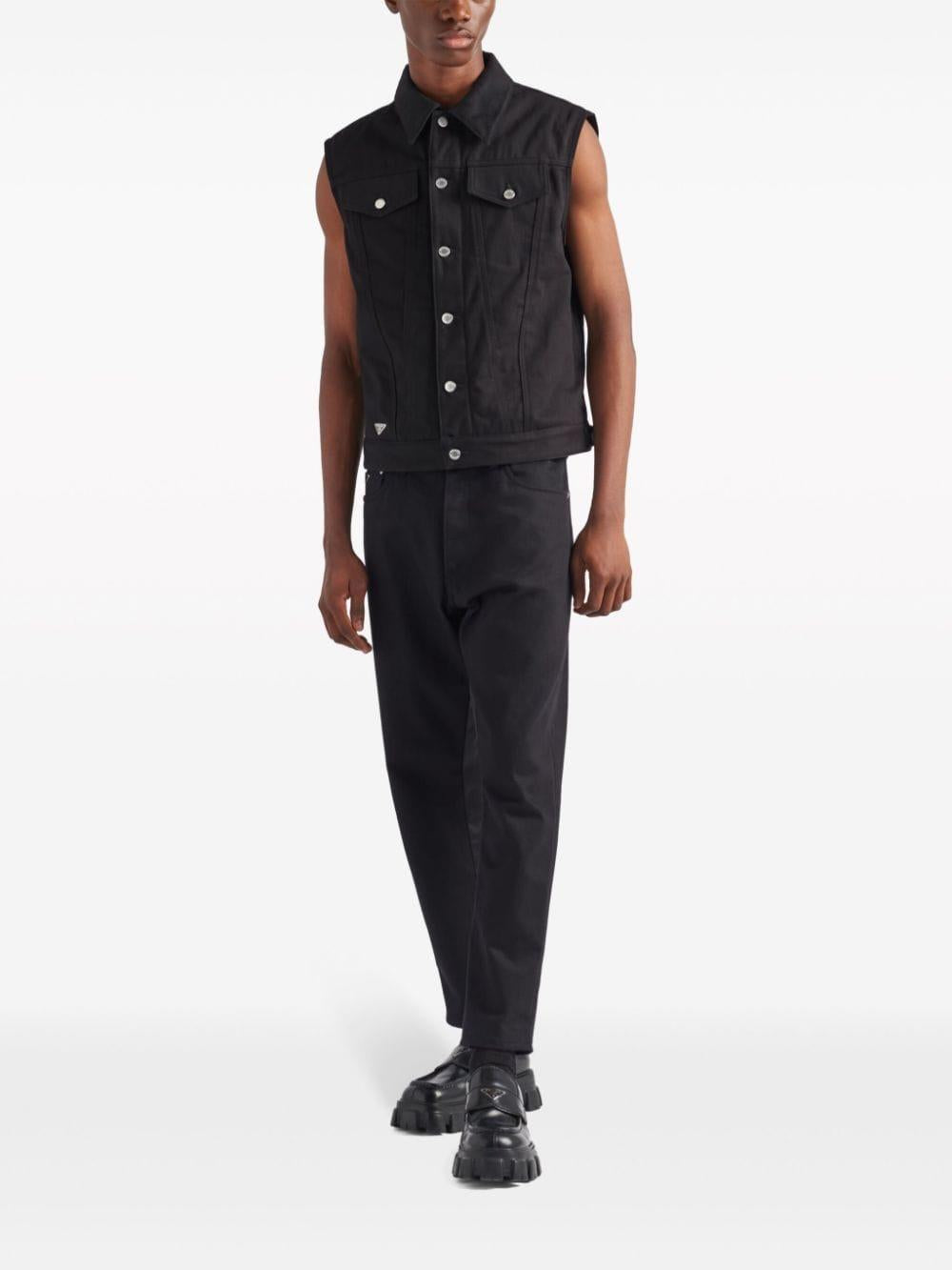 Cotton denim quilted lining vest GEB235 1ZFBF0557 PRADA