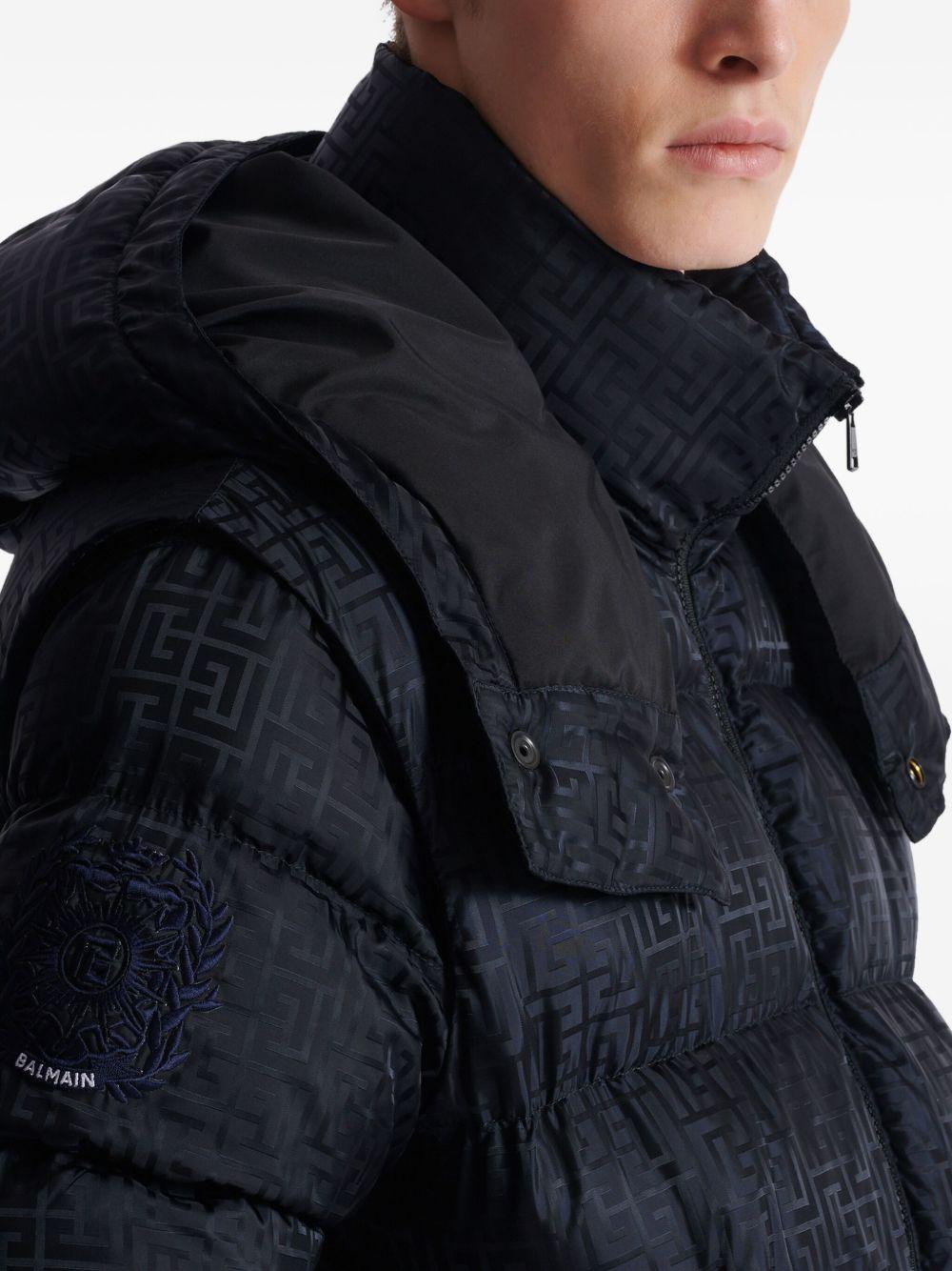 Cropped monogram jacquard padded jacket FH1TP161XB11 EAP BALMAIN