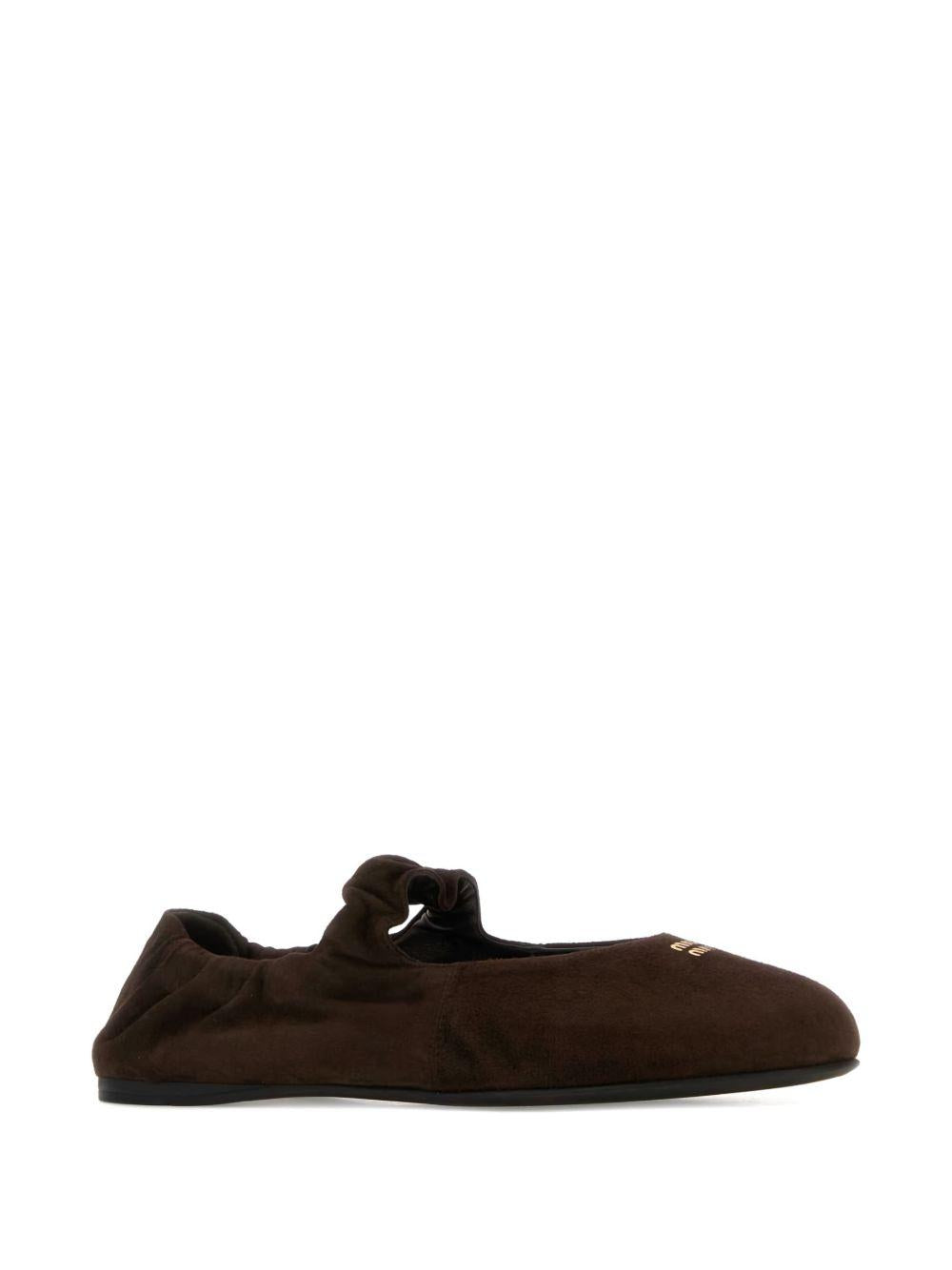Ruches suede ballerinas 5F340E008 F-D005F0003 MIU MIU