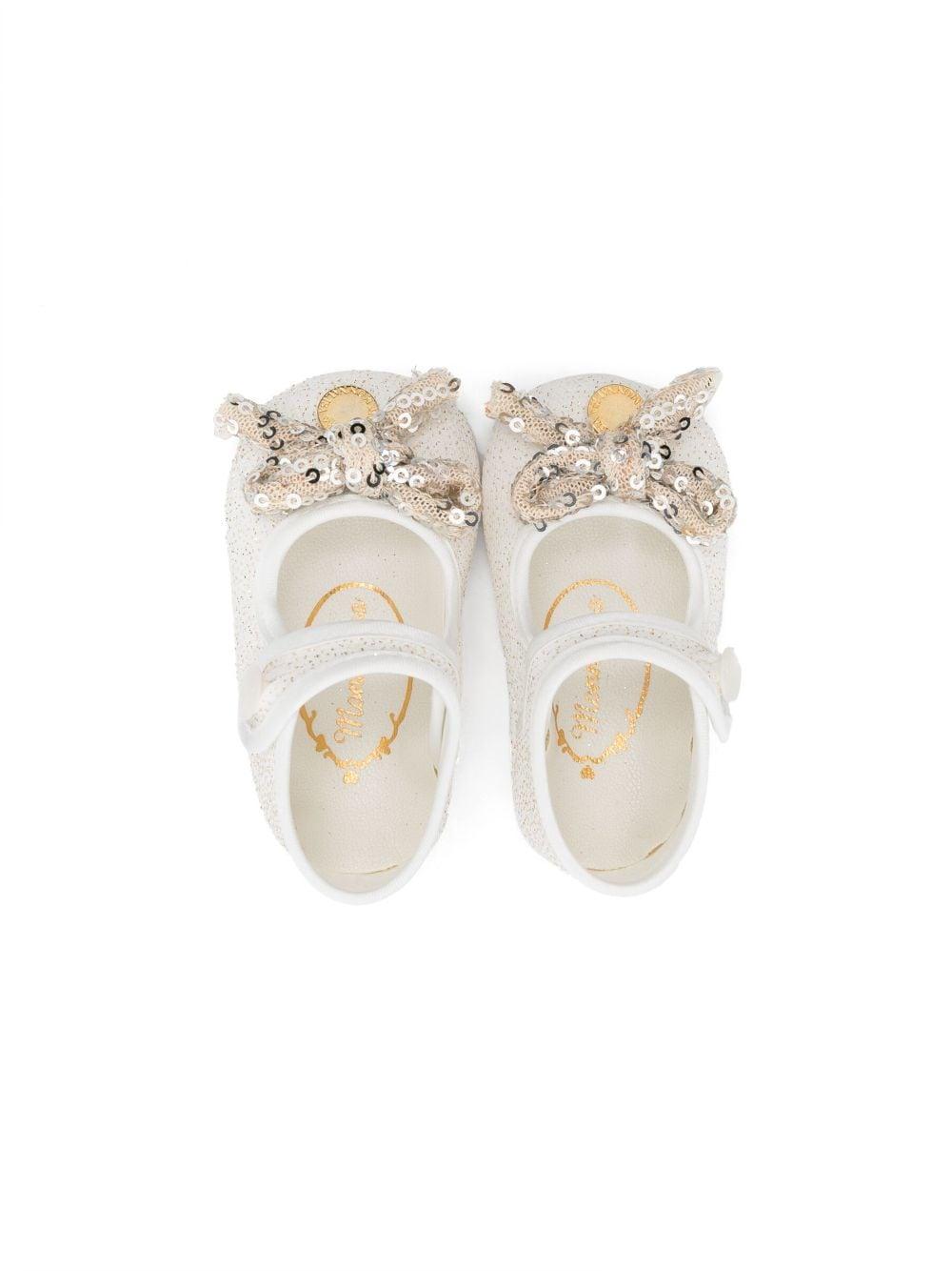 Sequined bow-detail ballerinas 73B004 29070170 MONNALISA