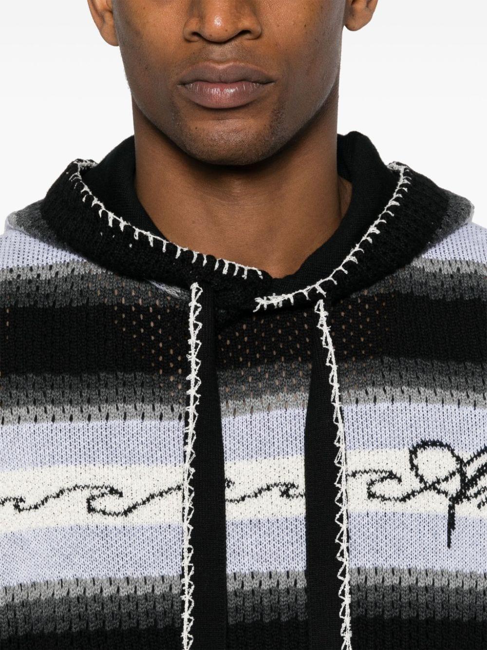 Striped knitted hoodie<BR/><BR/><BR/> AMKNHD1003 BLACK AMIRI