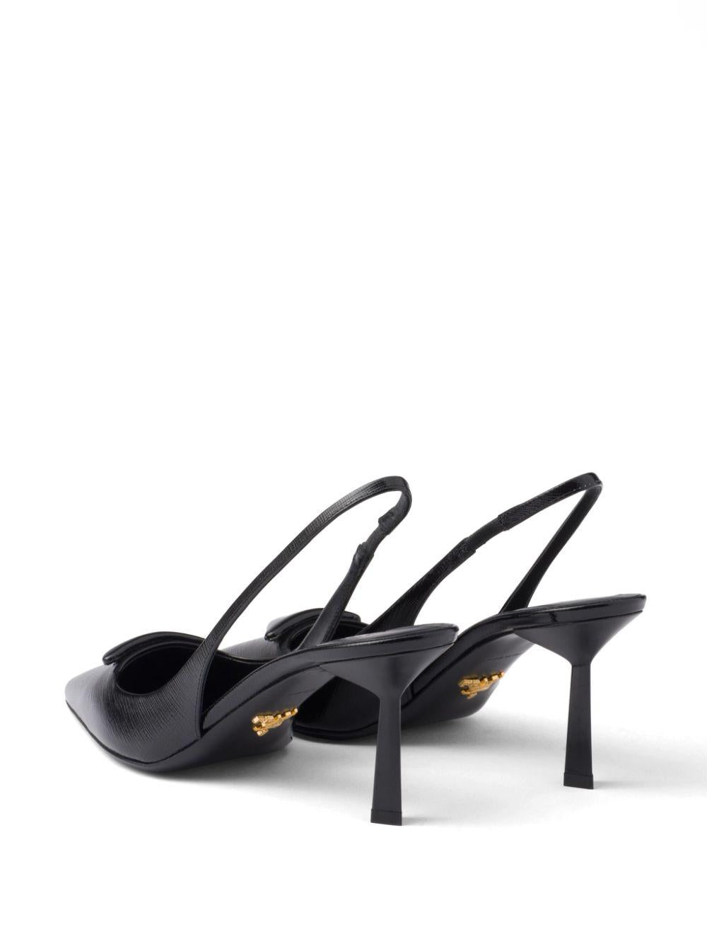 75mm triangle-logo leather pumps<BR/><BR/><BR/> 1I901M 3A9SF0002 PRADA