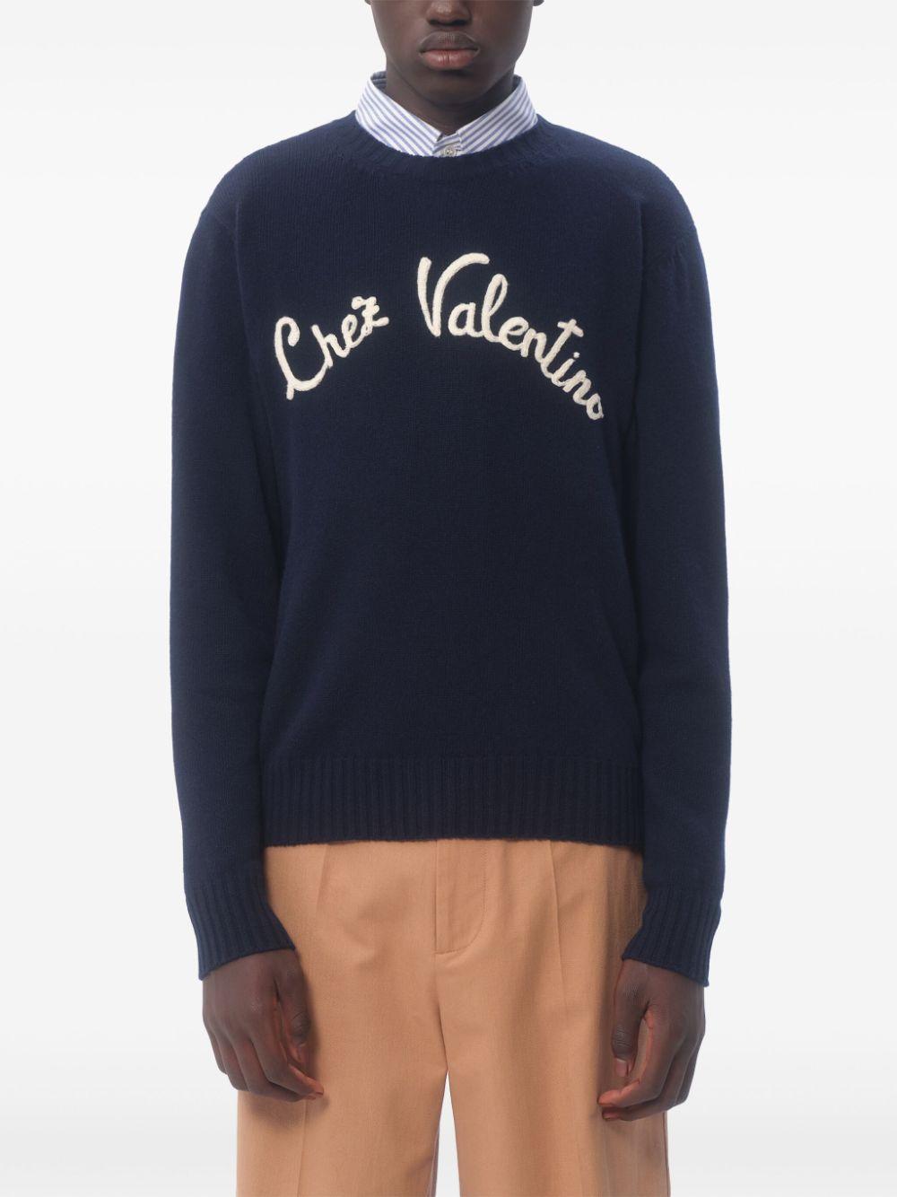 Chez Valentino-embroidered sweater<BR/><BR/><BR/> 6V3KC33LAR8 D51 VALENTINO GARAVANI