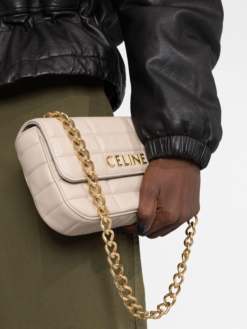 Quilted logo-plaque shoulder bag 111273EPZ 02TR CÉLINE