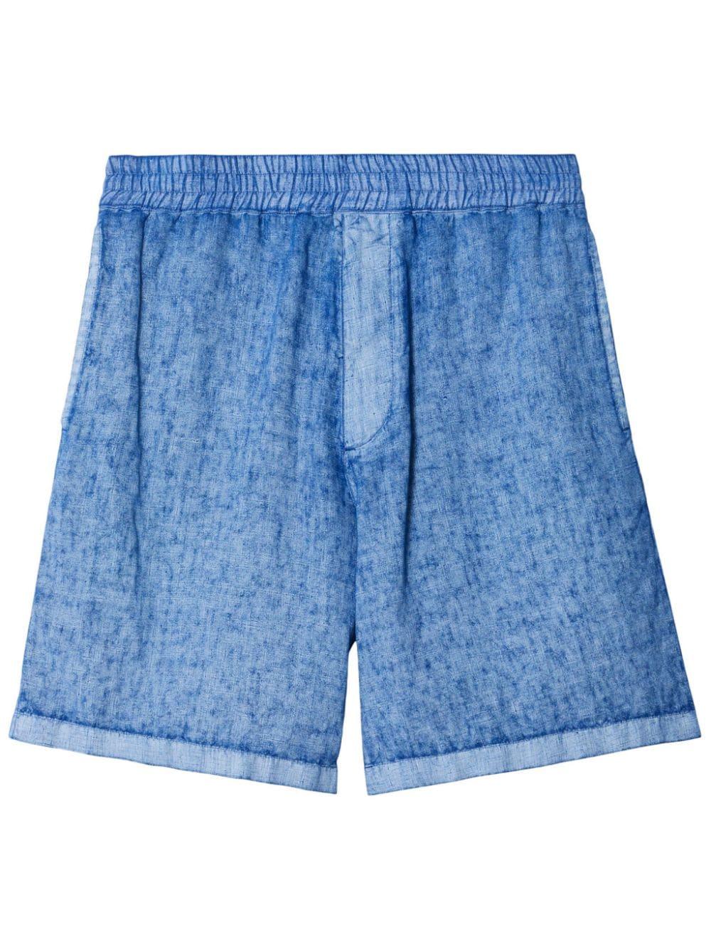 Equestrian Knight-appliqué linen shorts<BR/><BR/><BR/> 8081793 B7323 BURBERRY