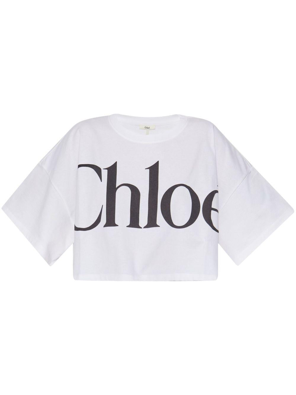 Short boxy T-shirt with logo CH24AJH09183 101 CHLOÉ