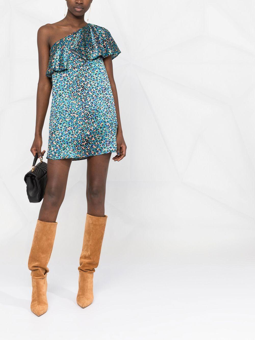 Leopard-print one-shoulder dress 652178Y3E24 4600 SAINT LAURENT